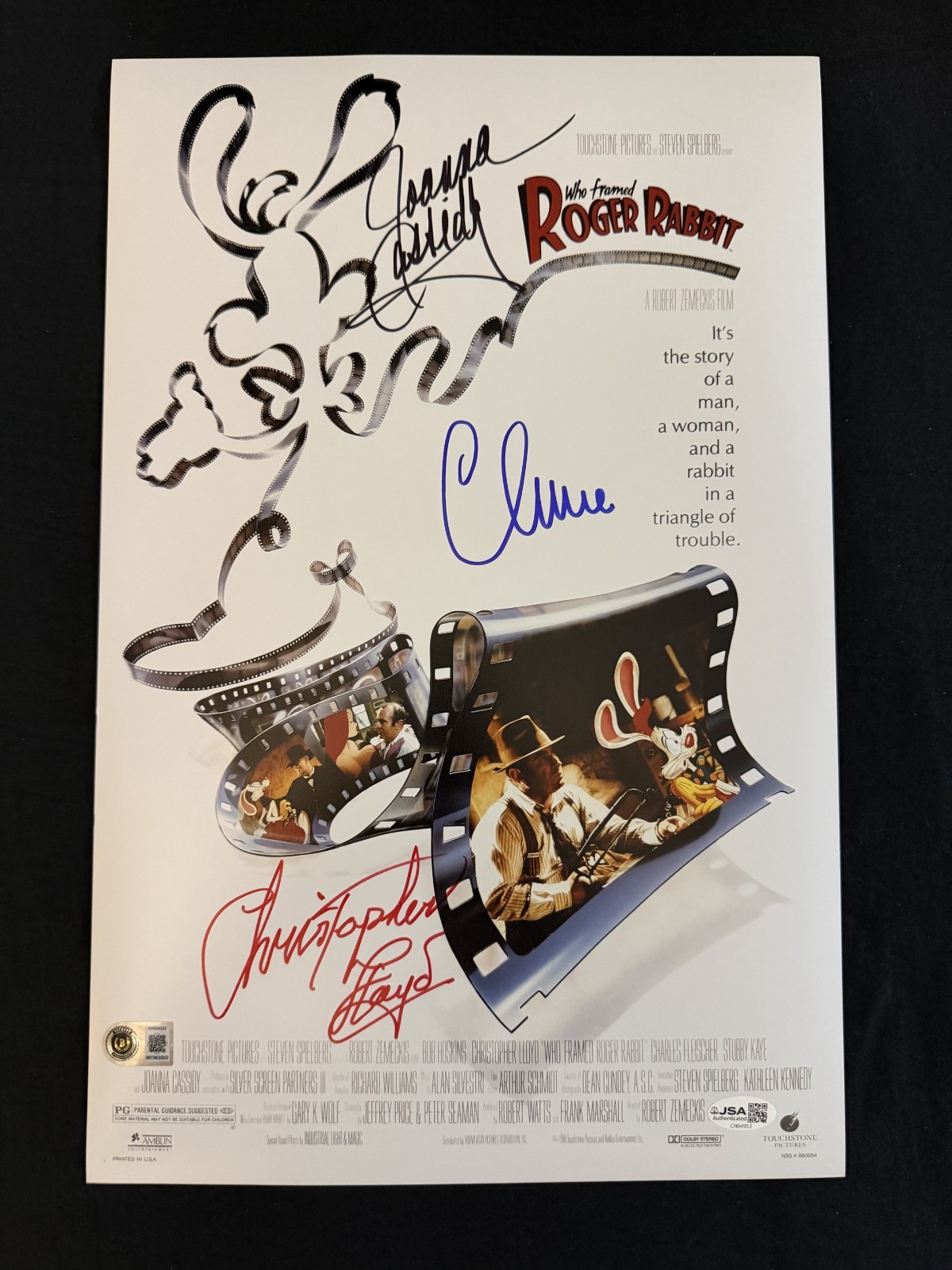 Who Framed Roger Rabbit triple signed 11X17 photo Beckett witnessed COA Who Framed Roger Rabbit triple signed 11X17 photo Beckett witnessed COA