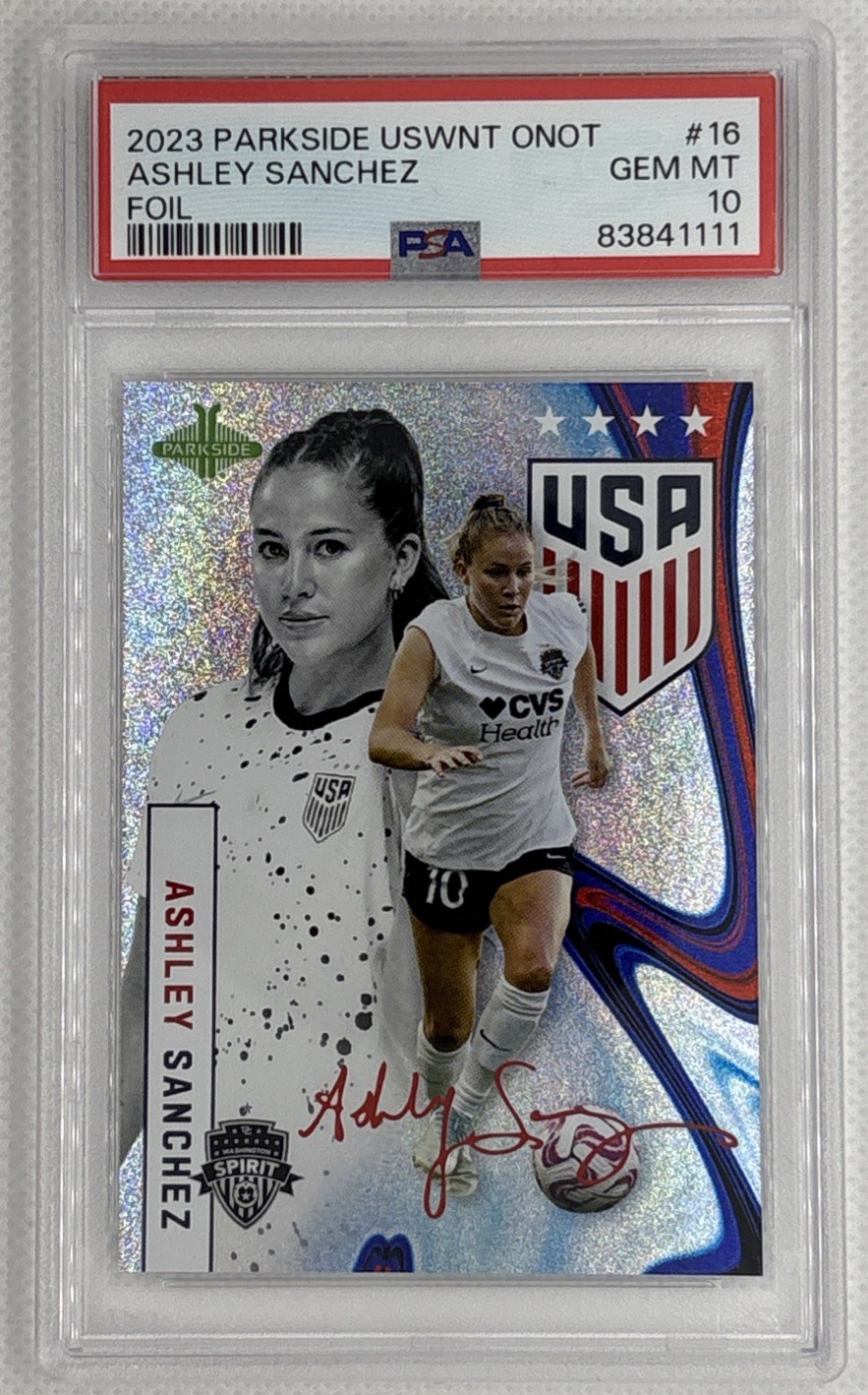 Ashley Sanchez 2023 Parkside USWNT ONOT #16 FOIL /124 PSA 10 Courage POP 1⚽️ Ashley Sanchez 2023 Parkside USWNT ONOT #16 FOIL /124 PSA 10 Courage POP 1⚽️