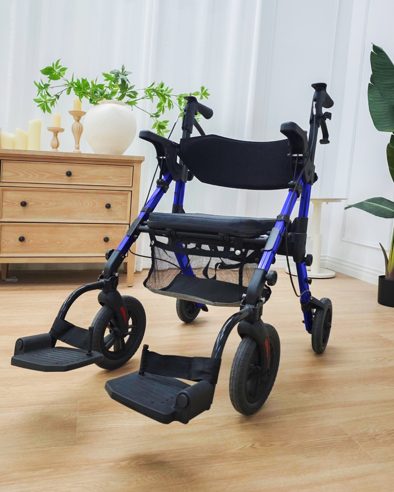Used 2-in-1 Rollator & Transport Chair - Lightweight Foldable - Blue Used 2-in-1 Rollator & Transport Chair - Lightweight Foldable - Blue