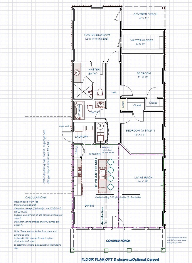 Complete Construction Plans PDF Small lot 55+ 3BR 2B 1390 SF Opt CP Excellent