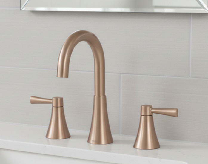 Moen 84023BZG Ronan Widespread Bathroom Faucet w/ Valve & Drain Bronzed Gold