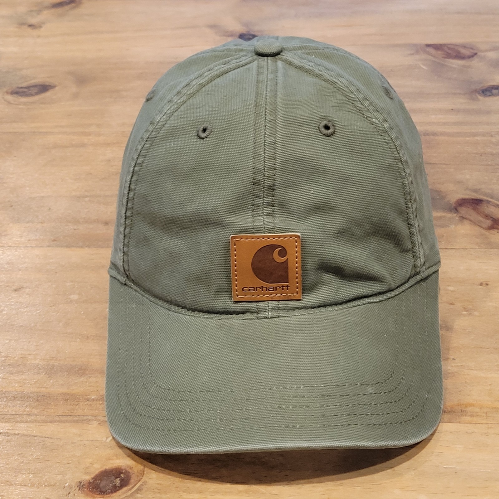 Carhartt Hat Cap strap Back Army Green One Size Adjustable Patch Cotton