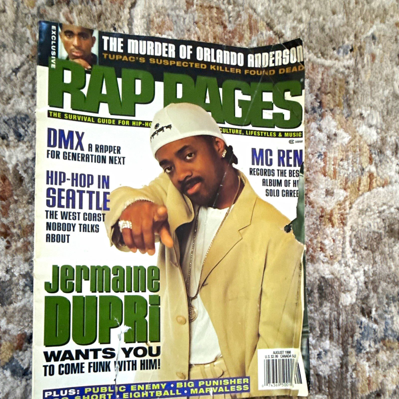 RAP PAGES Magazine August 1998 Jermaine Dupri Cover Hip Hop Rap DMX MC Ren