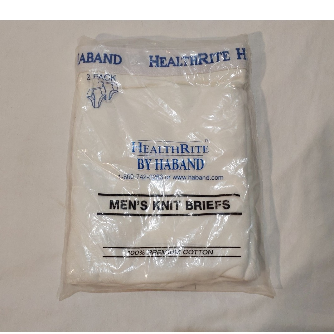 Haband HealthRite Men\'s Knit Cotton Brief Underwear White 2-Pack 4X 54-56 830