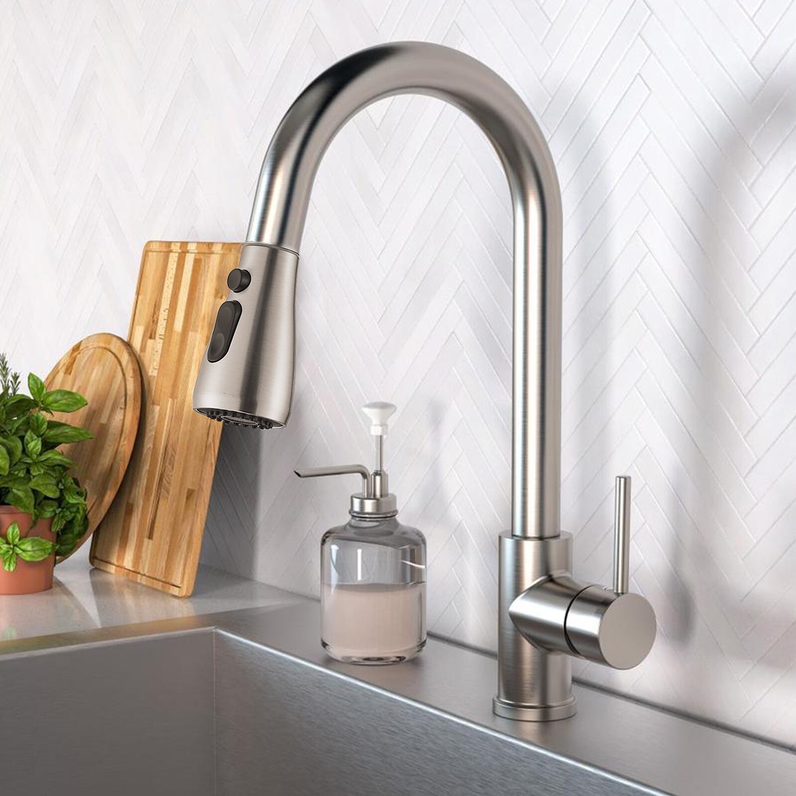 Brushed Nickel Kitchen Faucet Sink Mixer Faucet Pull Down Sprayer Single Handle Brushed Nickel Kitchen Faucet Sink Mixer Faucet Pull Down Sprayer Single Handle