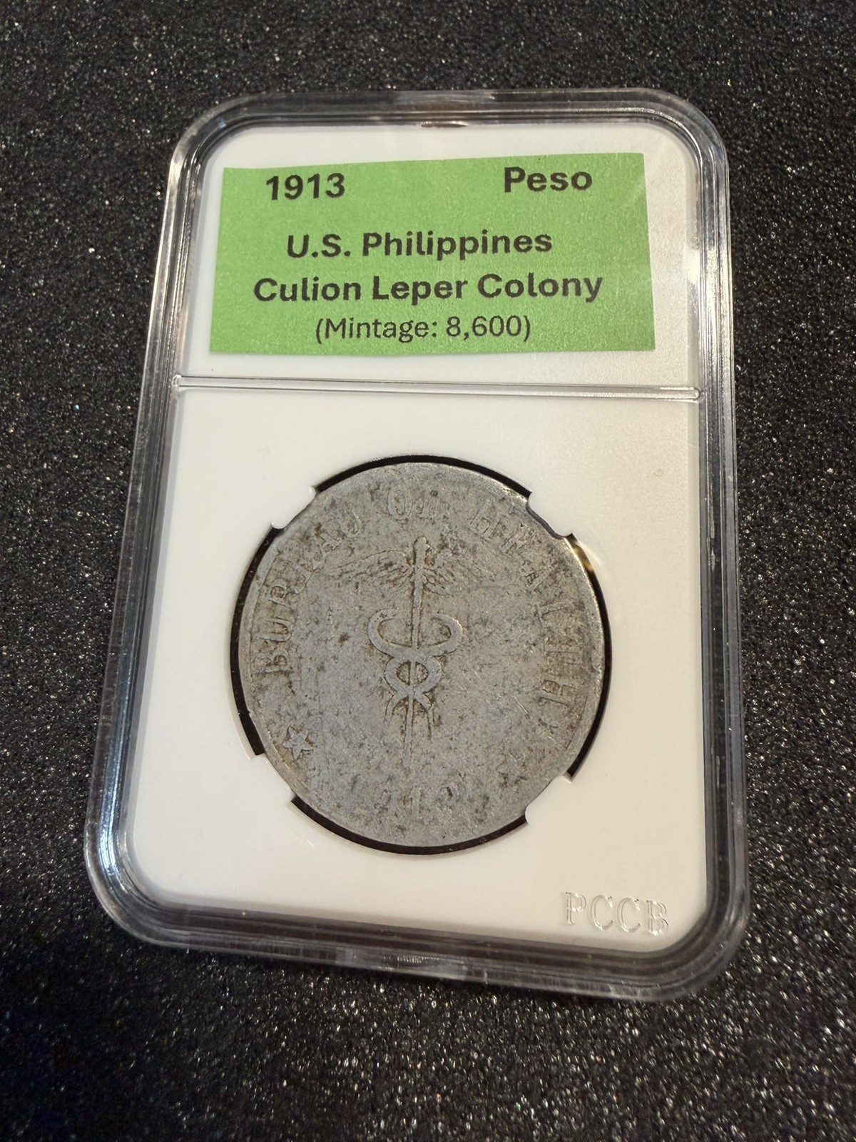 U.S. PHILIPPINES 1913 CULION LEPER COLONY 1913 ONE PESO KM-14  Mintage: 8,600