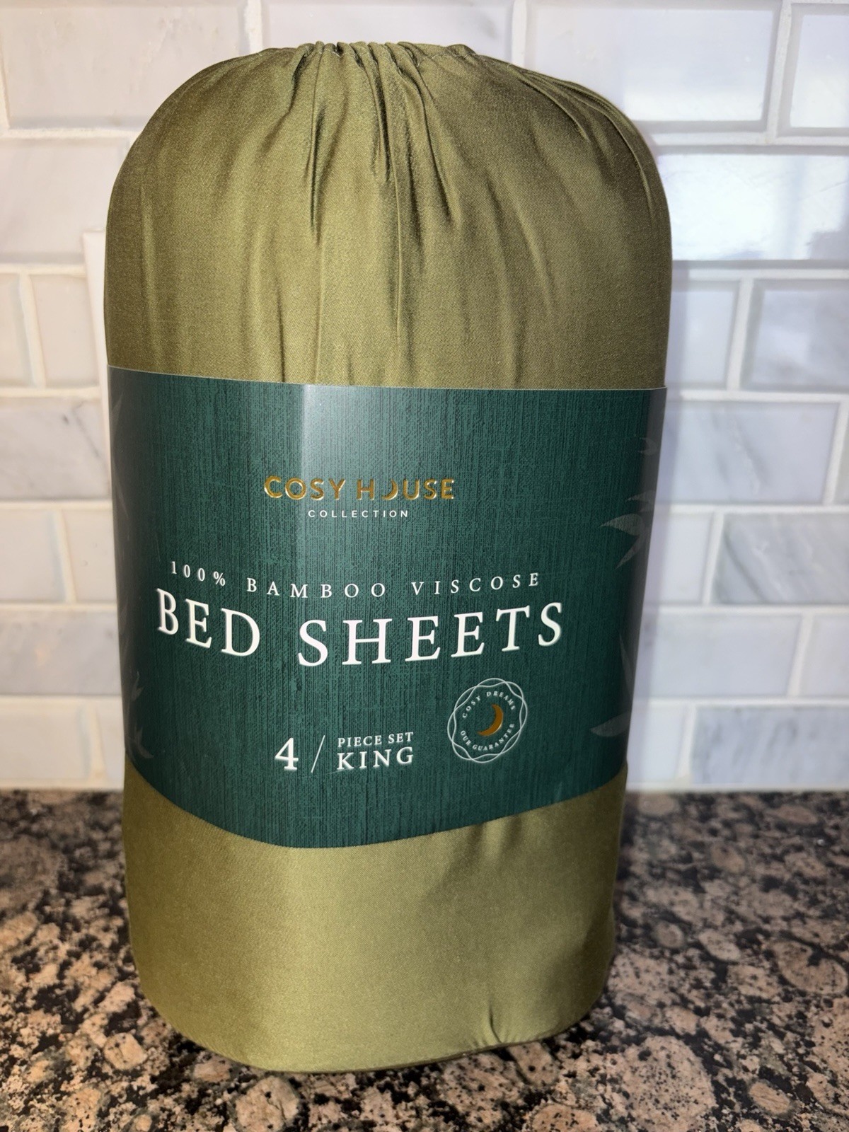 Cosy House Collection 100% Bamboo Viscose King Sheet Set Sage Green 4 Piece Cosy House Collection 100% Bamboo Viscose King Sheet Set Sage Green 4 Piece
