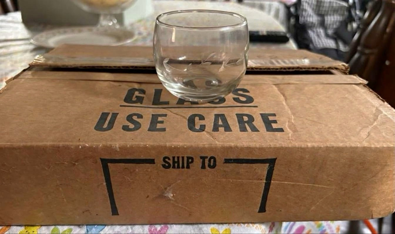 Vtg Set of 12 Etched Roly Poly Cocktail Glasses 5 oz Barware New in Original Box