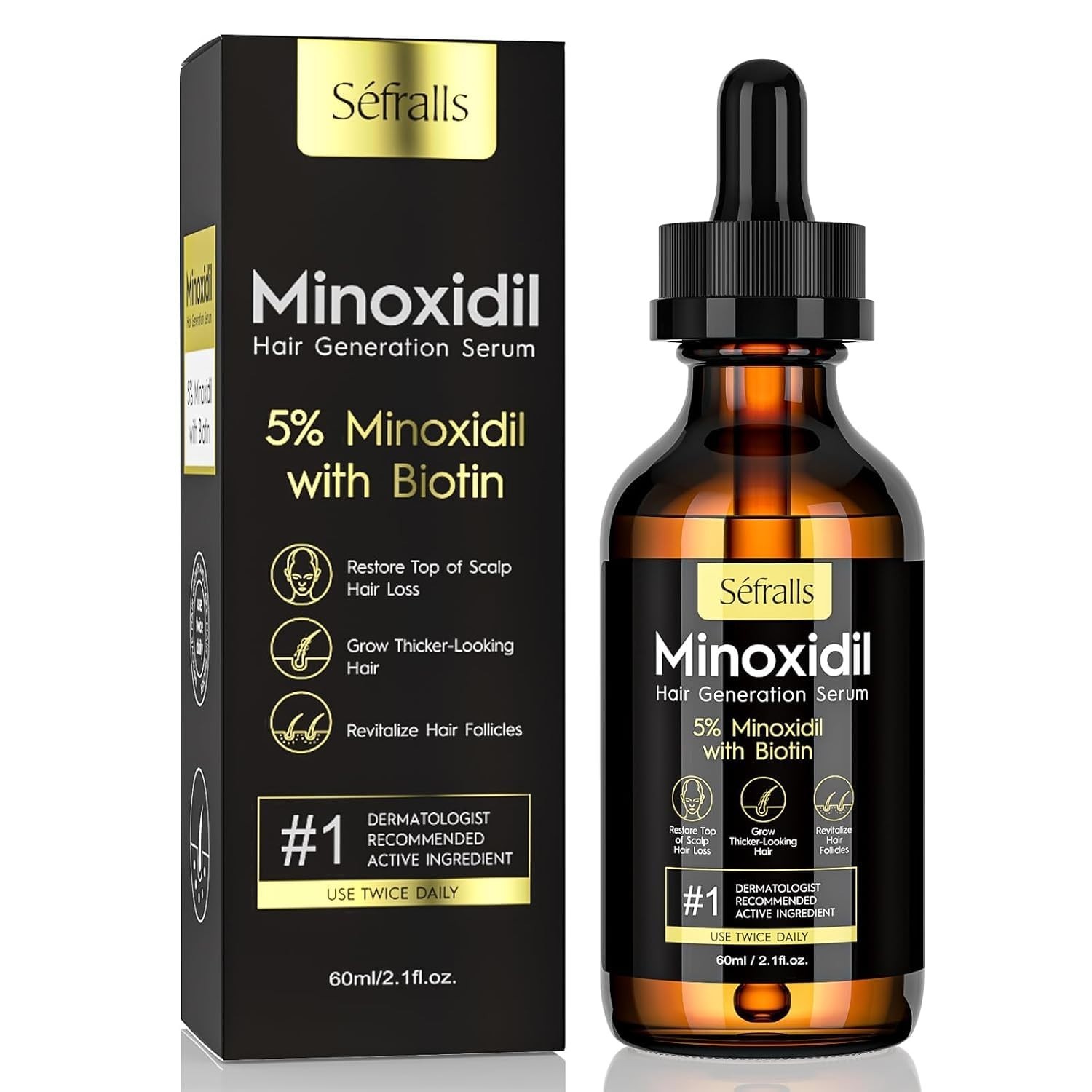 5% Minoxidil Beard Growth Oil + Derma Roller Hair Growth Serum Biotin &Collagen