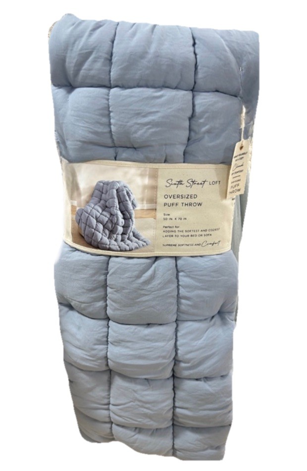 Sixth Street Loft Oversized Puff Blue Throw Blanket