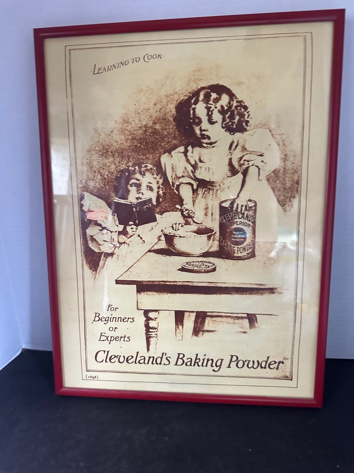Cleveland’s Baking Powder 1898 Advertising Print Learning to Cook Framed 16x12 Cleveland’s Baking Powder 1898 Advertising Print Learning to Cook Framed 16x12