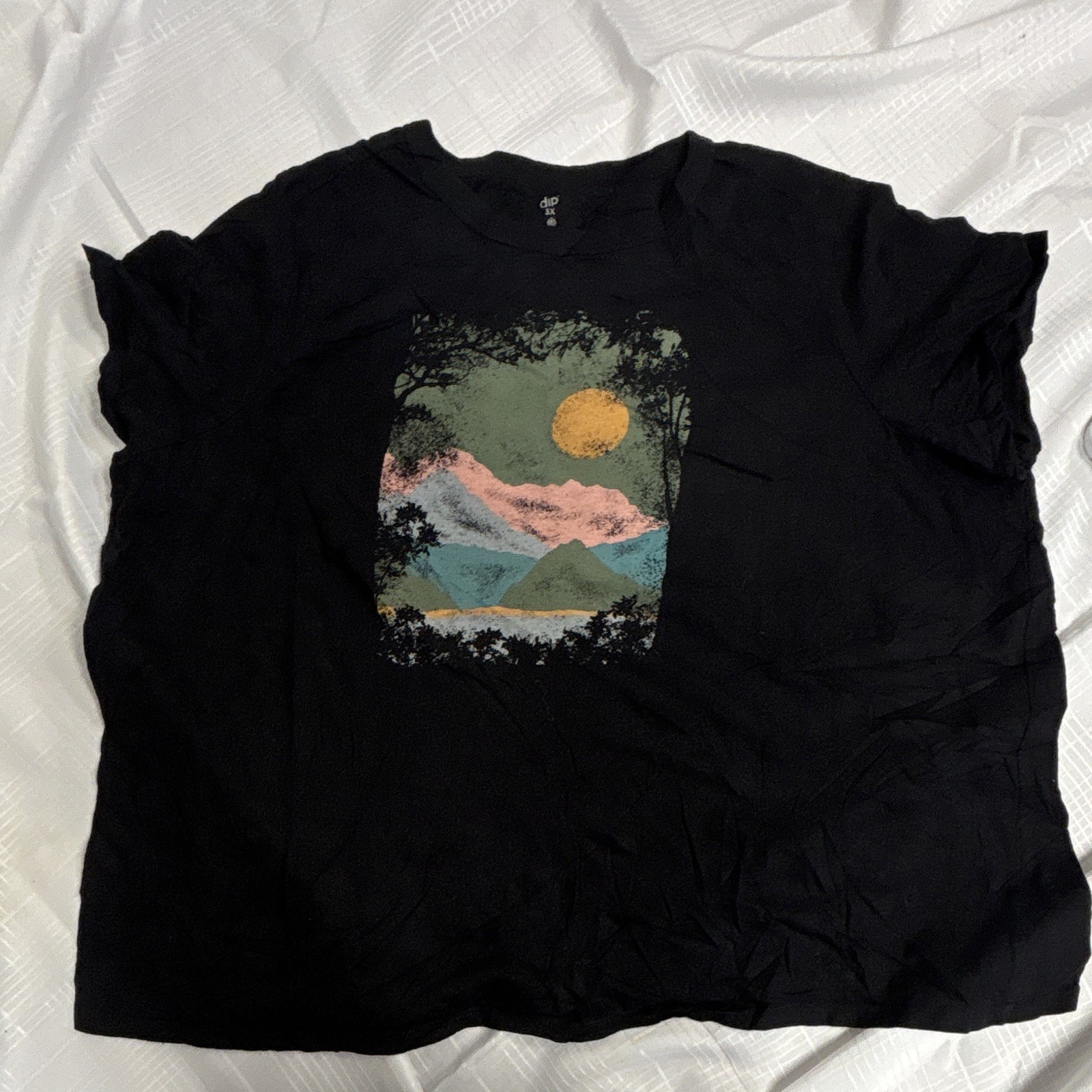 dip women’s 3XL  Black Graphic Print Crew Neck Short Sleeve T-Shirt