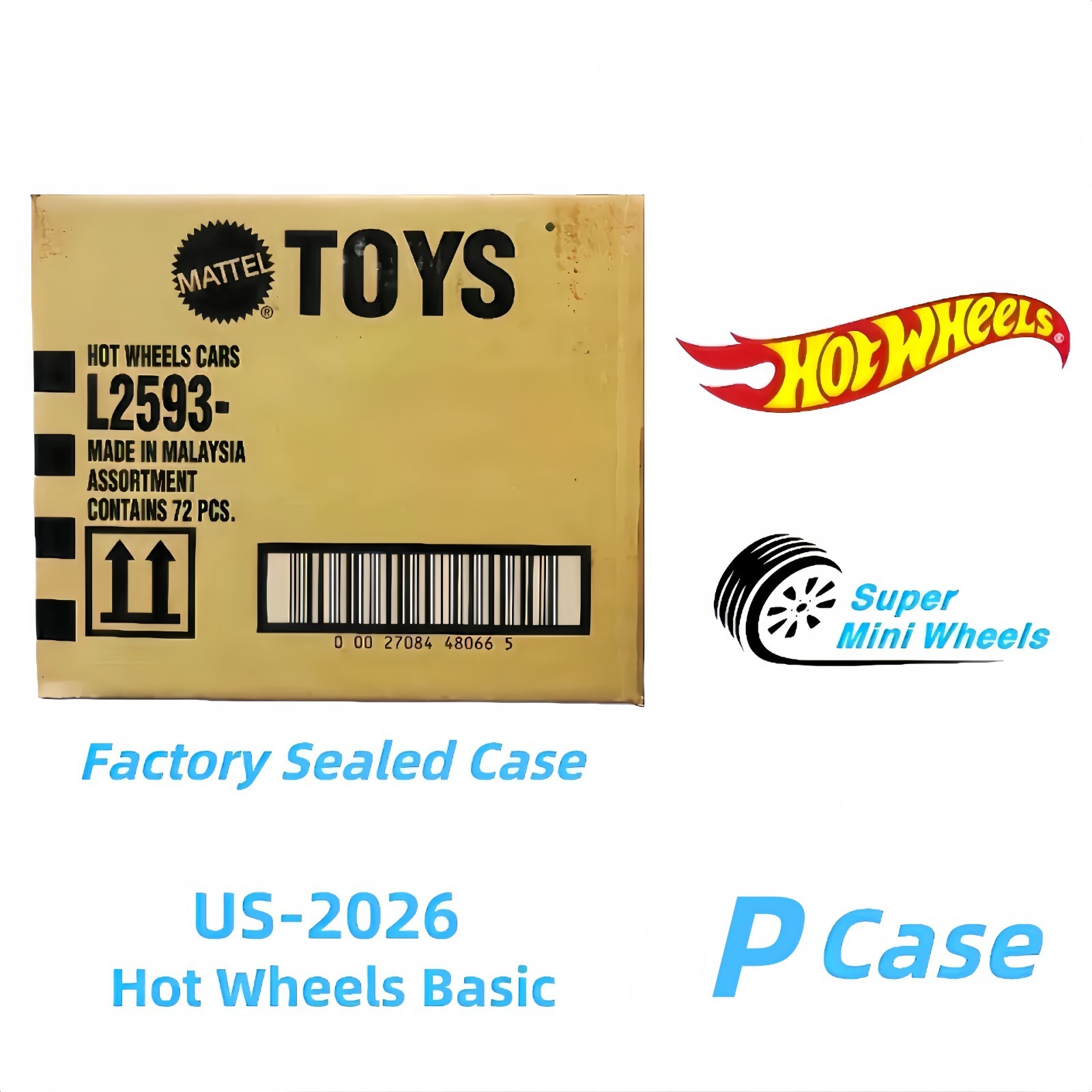 Hot Wheels Basic 2026 P Case 72 Pcs - Factory Sealed Case