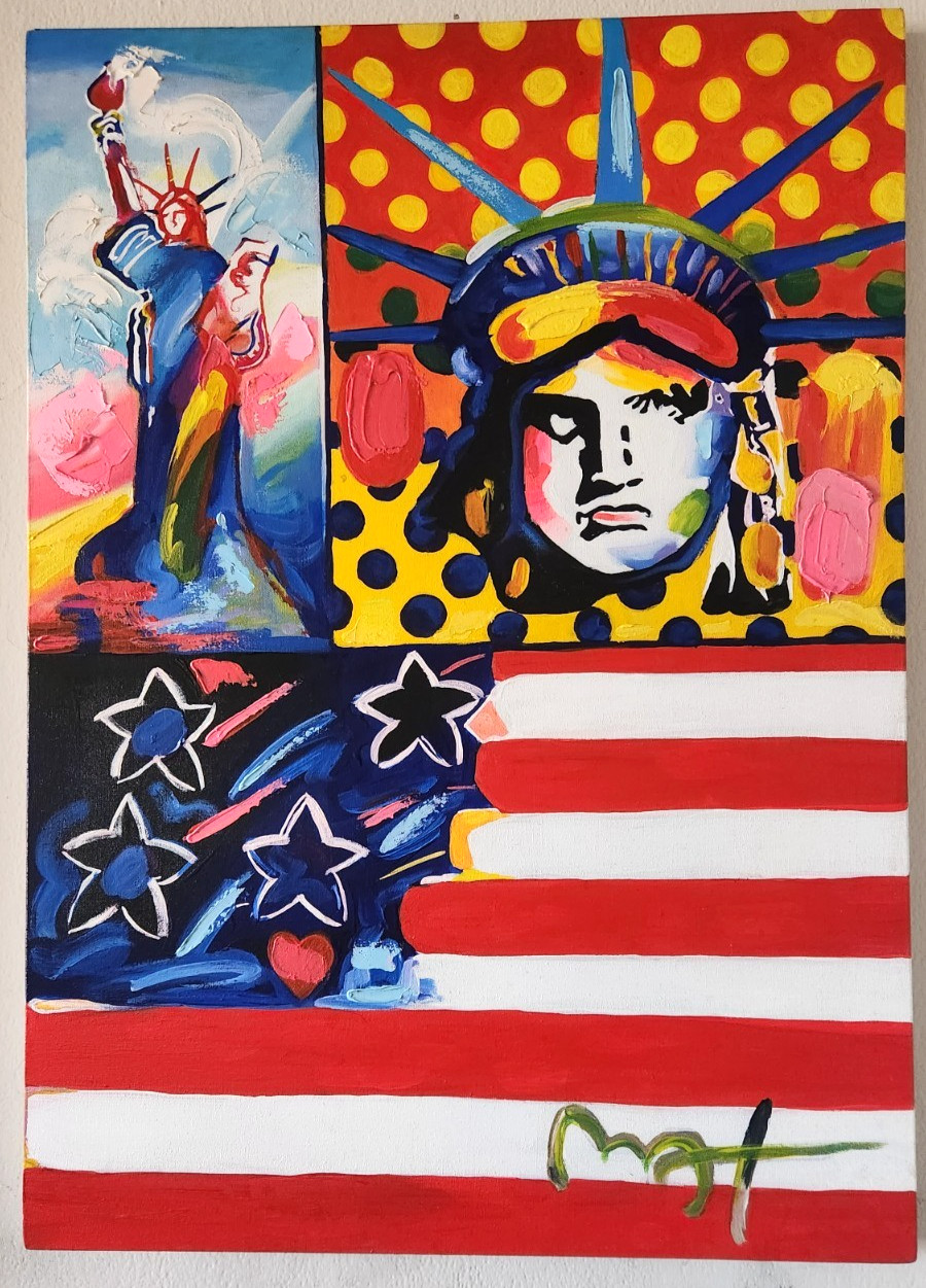 PETEX MAX 28x20 in. Painting on canvas (Statue of Liberty) signed & stamped. PETEX MAX 28x20 in. Painting on canvas (Statue of Liberty) signed & stamped.