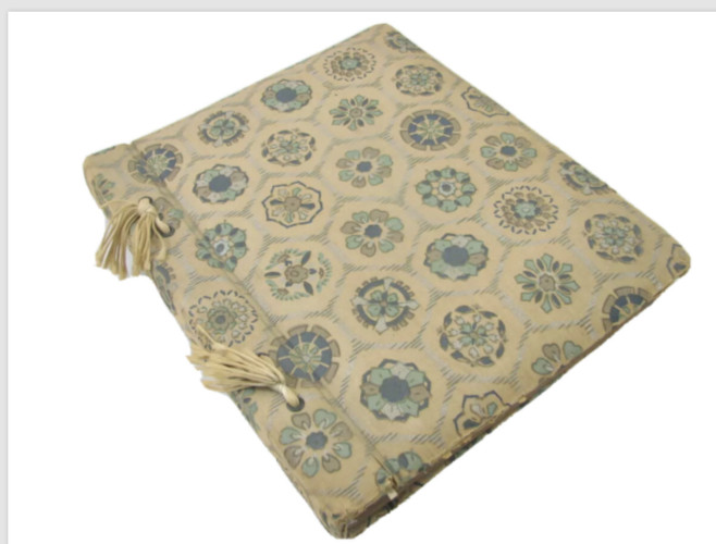 VTG 1940\'s 50\'s Fabric Cover Photo Album Retro Brown & Aqua Blank White Pages