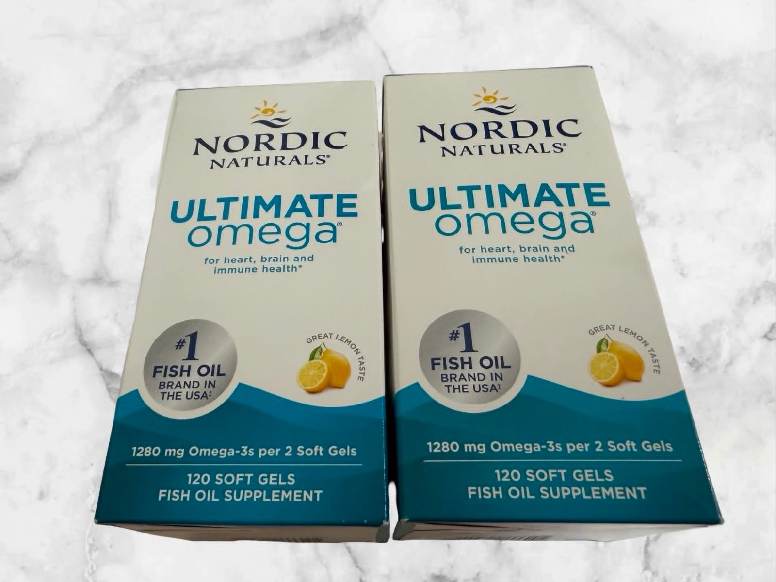 FOR 2 Nordic Naturals Ultimate Omega Lemon 1280mg Softgels 120ct EXP2027+ NEW