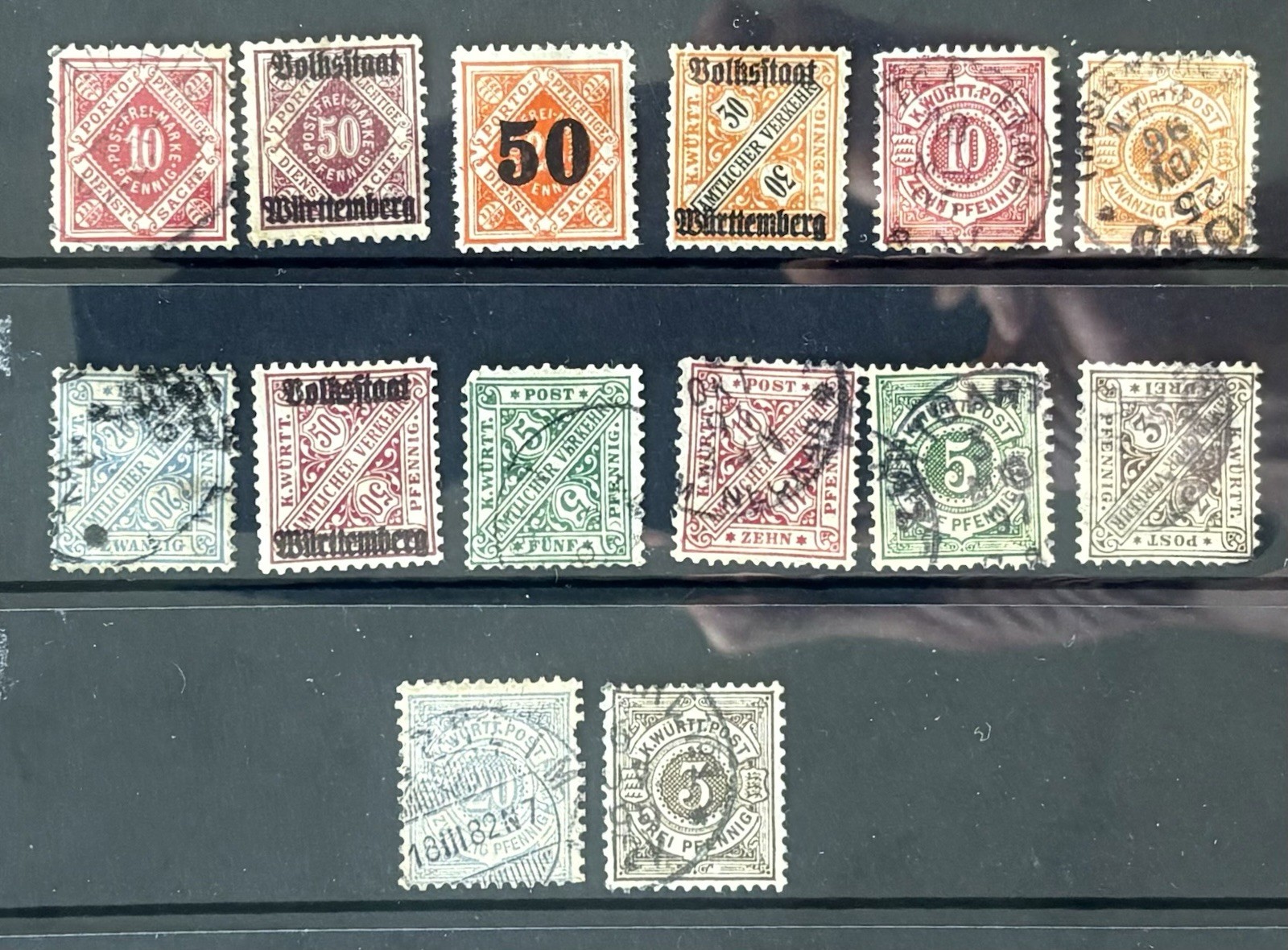 German States, Wurttemberg:  Late 1800\'s Group of 14, City cancels.  #09-09222