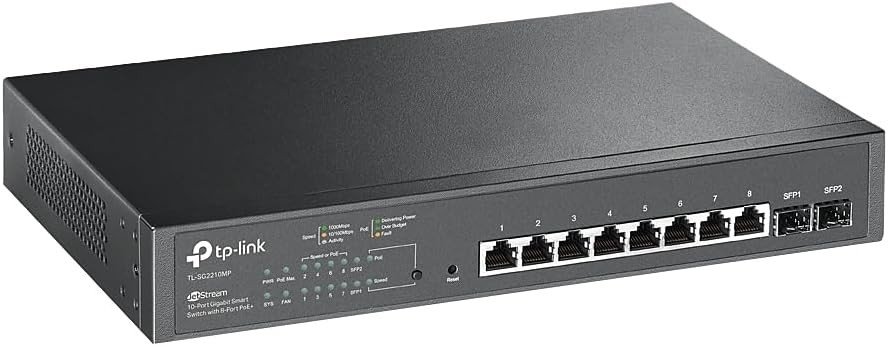 TP-Link TL-SG2210MP - JetStream 10-Port Gigabit Switch 8-Port New damage Box