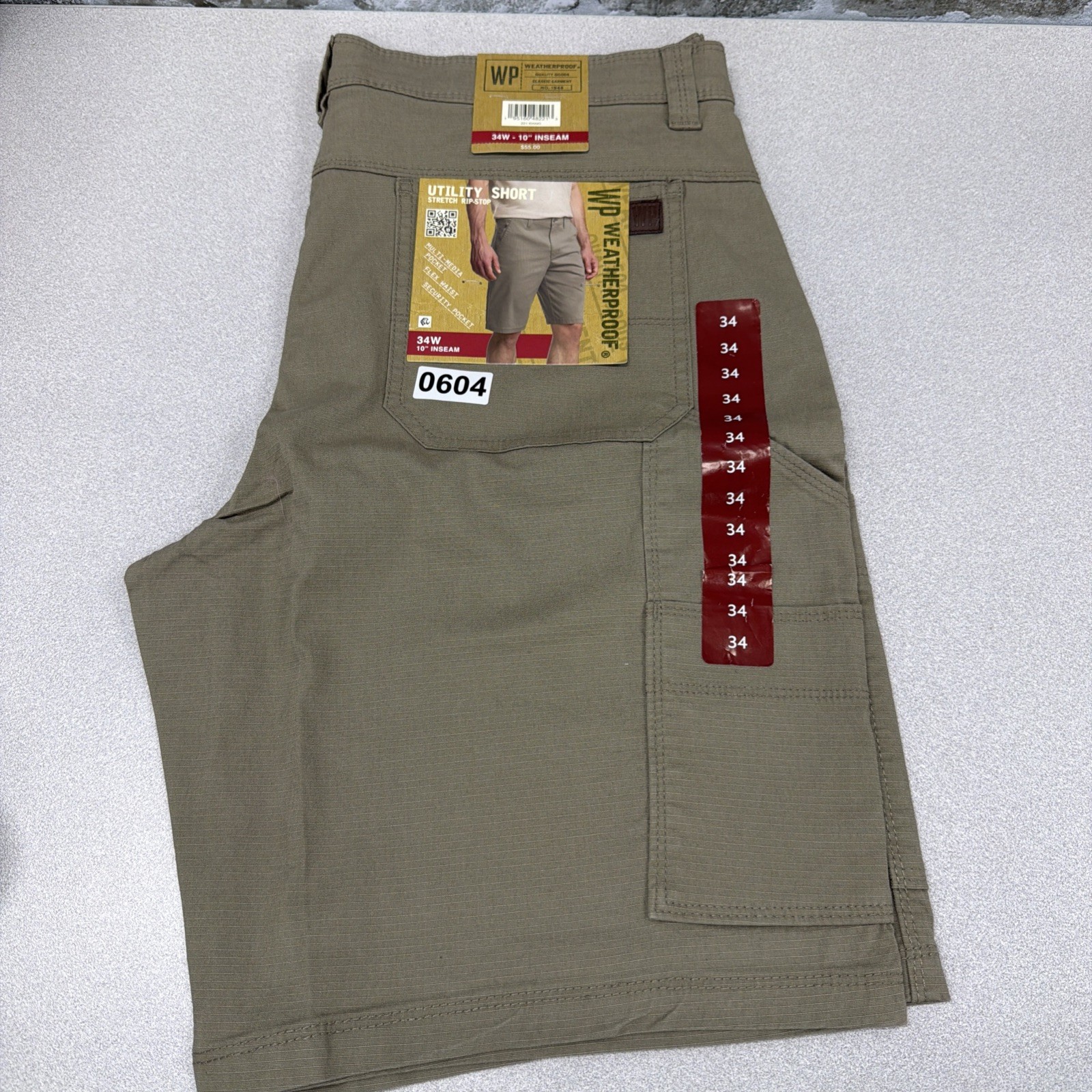 WP Weatherproof Men\'s Ripstop Utility Short Size 34 Khaki