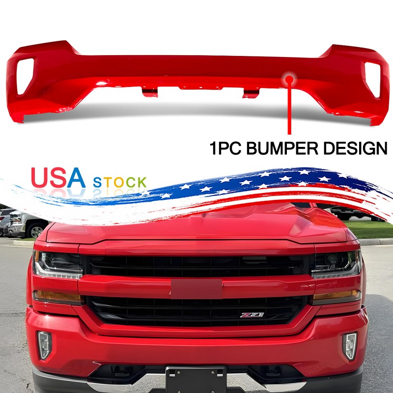 Fits Silverado 1500 2016-2018 Steel Red Hot Front Bumper Face Bar W/ Fog Hole US