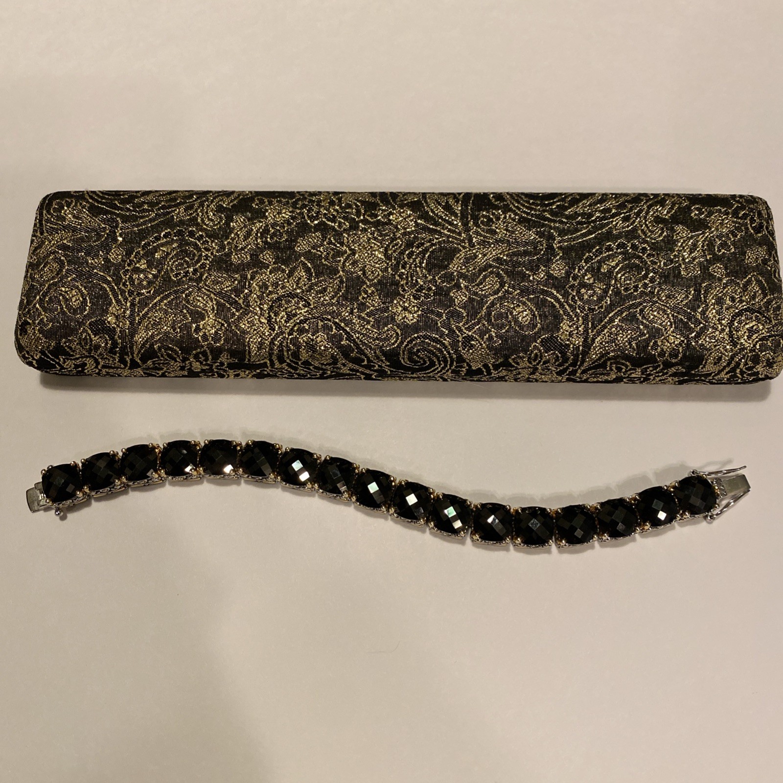 Park Lane JET BLACK Signed CZ SIGNATURE Tennis Bracelet 7.5\