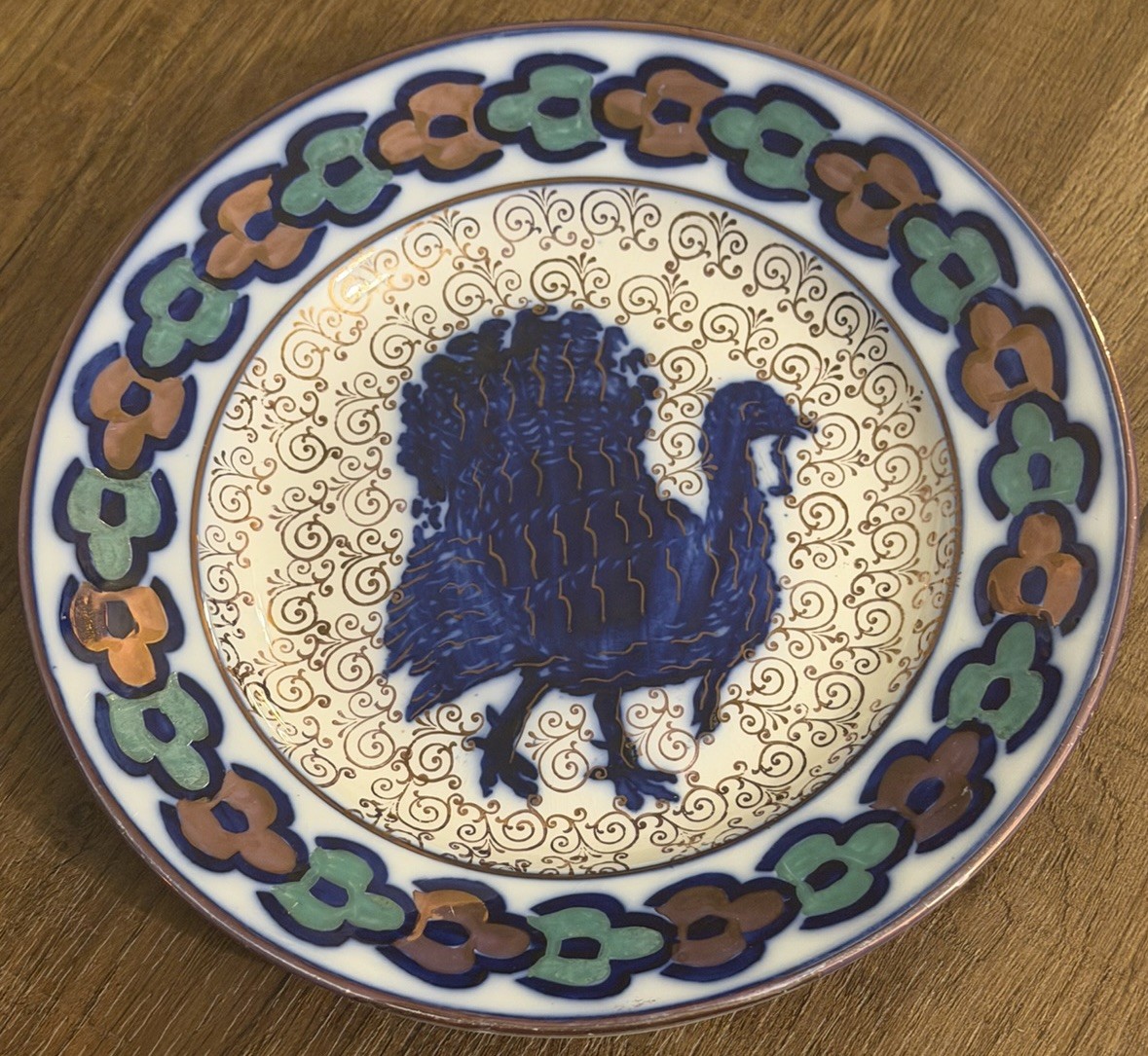 Antique Sarreguemines France Dindon Turkey Faience Plate 8.75\