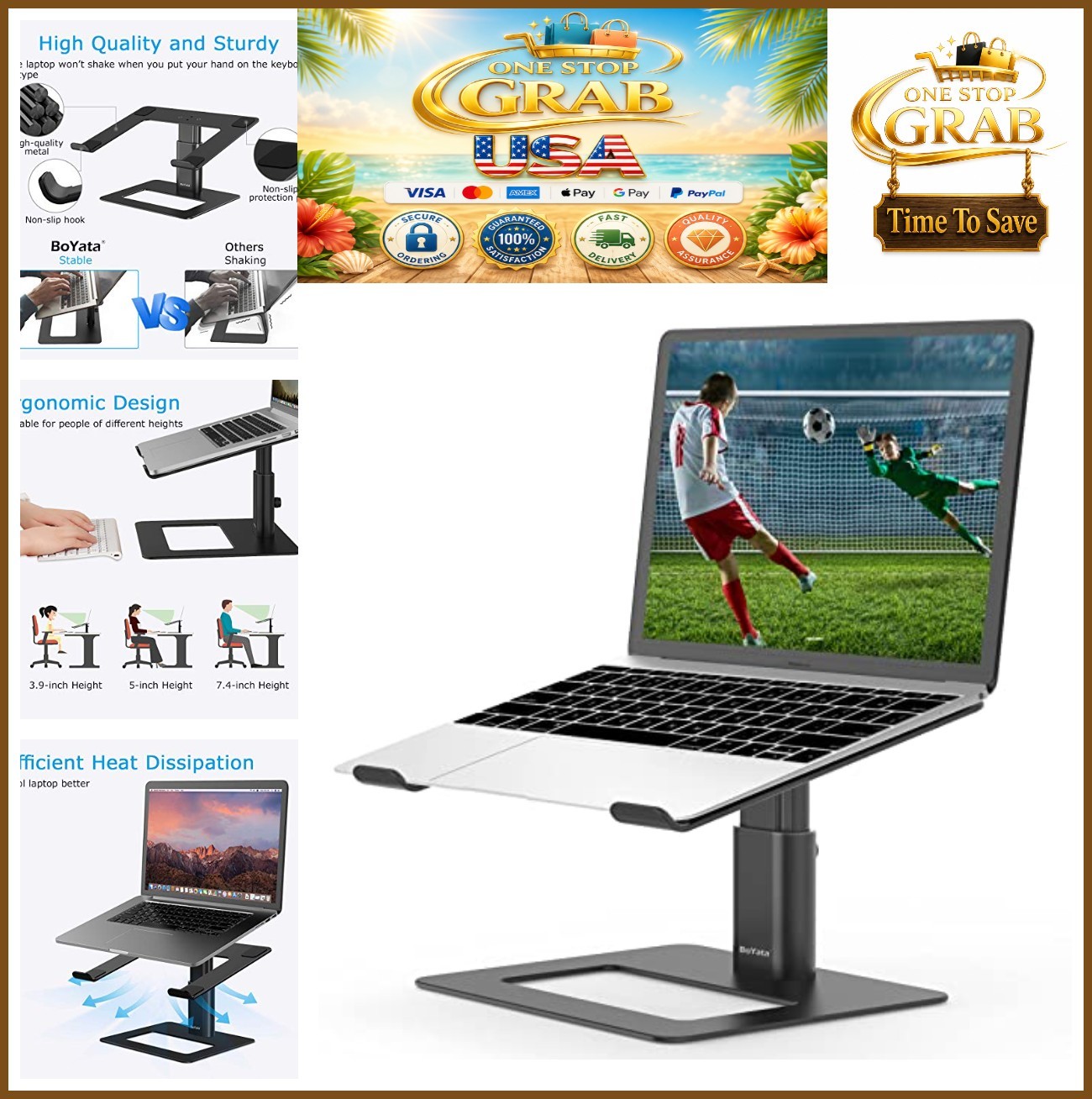 Adjustable Laptop Stand Riser for 11-17 Inch Aluminum Height Adjustable
