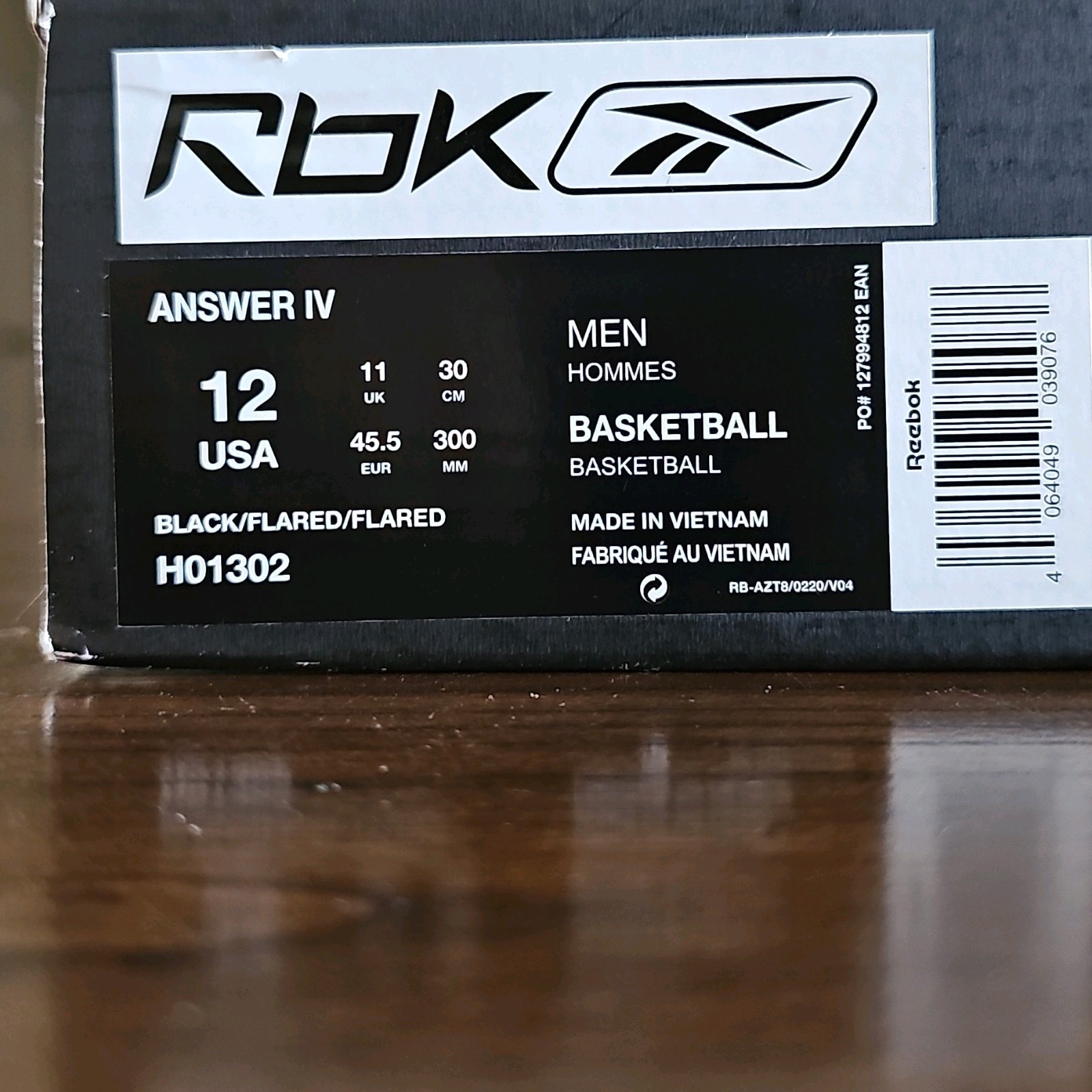 Reebok Answer 4 Flash Red Men\'s Mid Top Basketball Sneakers Black/Red H01302