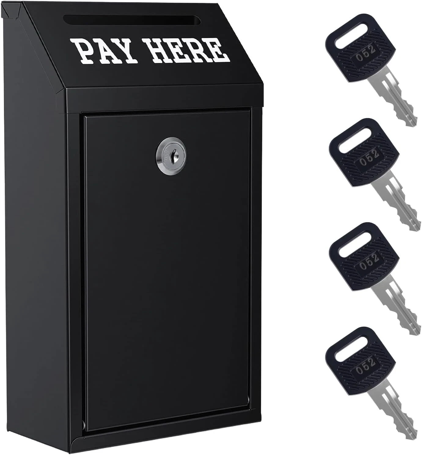 Locking Cash Box with Slot, Metal Money Donation Box with Lock and 4 Keys Wall M