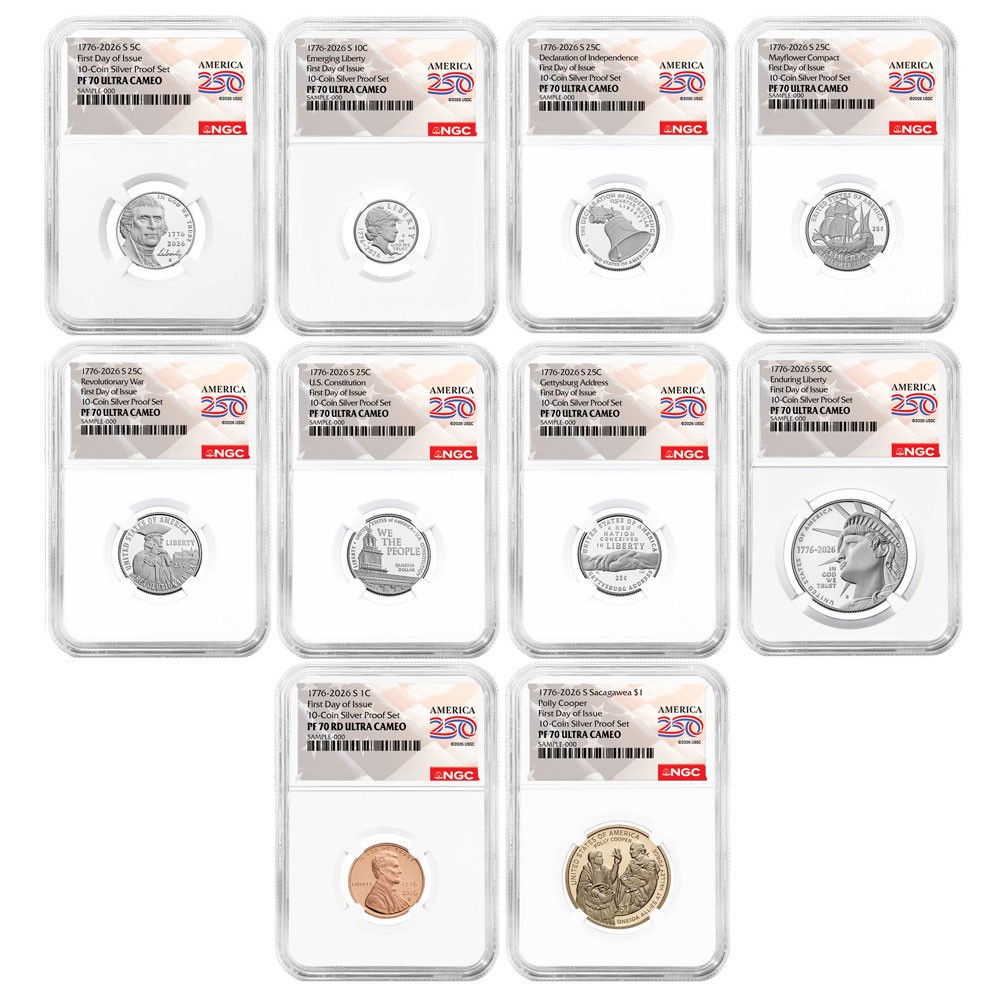 2026-S U.S. Silver Proof 10pc Set NGC PF70UC FDI American 250th Anniversary 2026-S U.S. Silver Proof 10pc Set NGC PF70UC FDI American 250th Anniversary