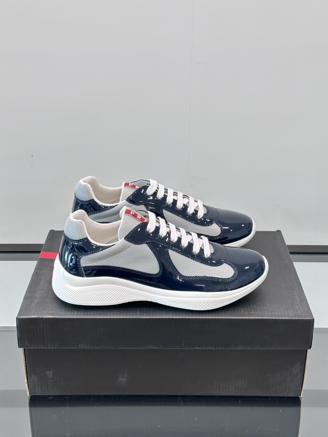 Prada Americas Cup Men\'s Dark blue Low-top Fashion Casual Sports Shoes 🔥