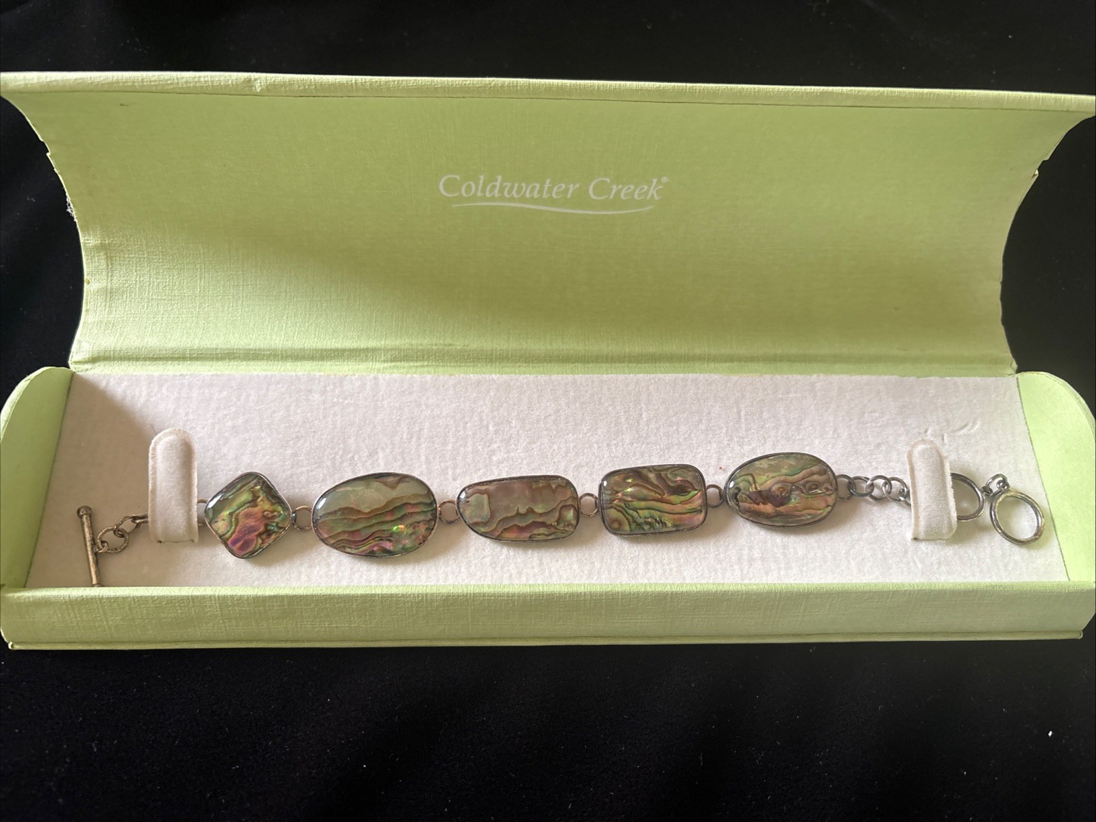 Coldwater Creek Distressed Bronze Tone  Natural 5 Stone Bracelet
