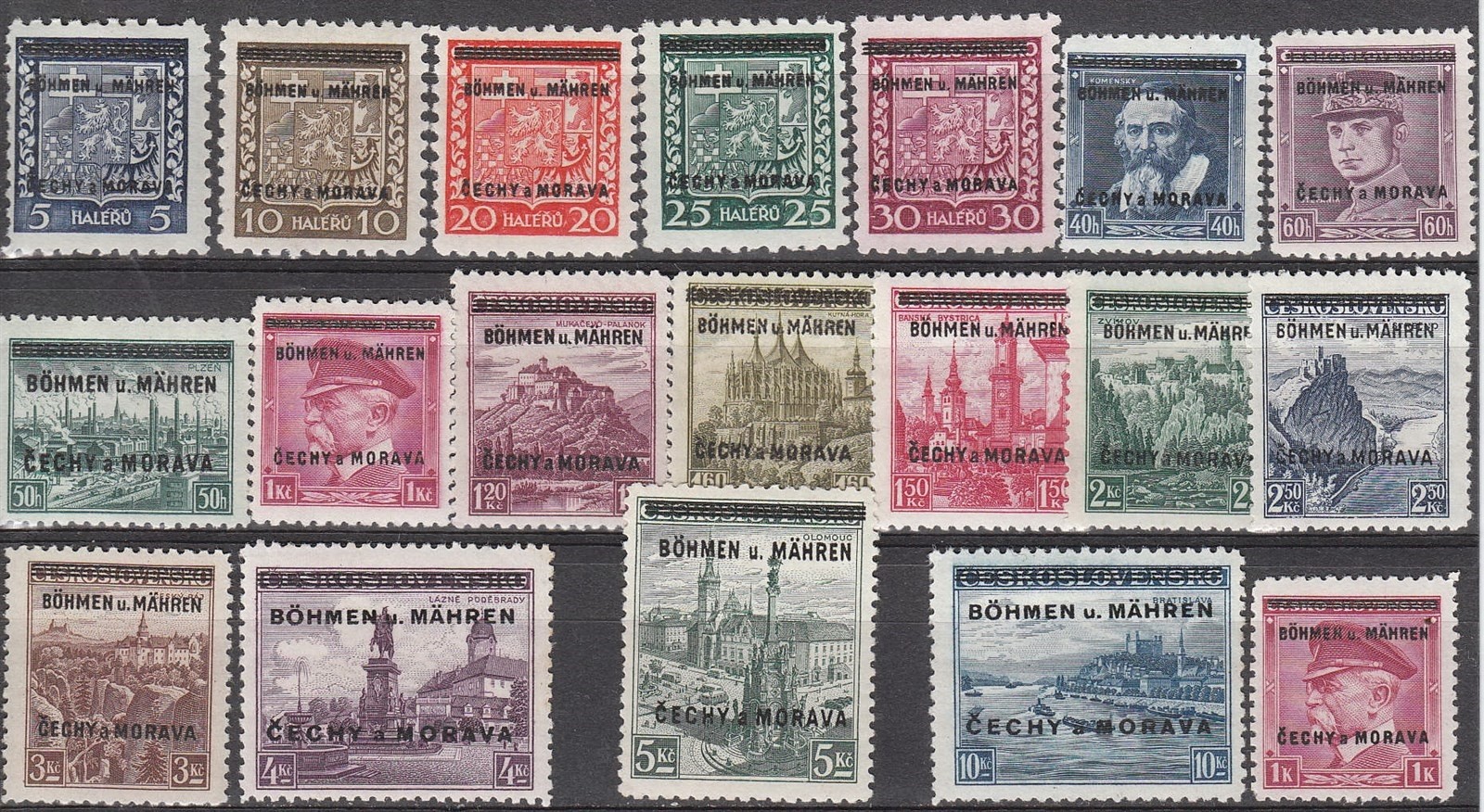 Stamp Germany Bohemia Czech Mi 001-19 Sc 001-19 1939 WWII Prague Occupation MH
