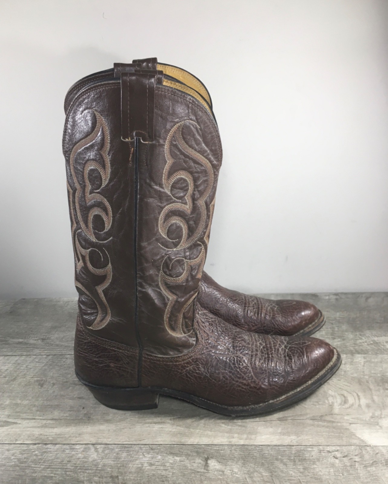 Vintage Nocona Bullhide Leather Cowboy Western Almond Toe Biker Men\'s Boots 11 Vintage Nocona Bullhide Leather Cowboy Western Almond Toe Biker Men\'s Boots 11