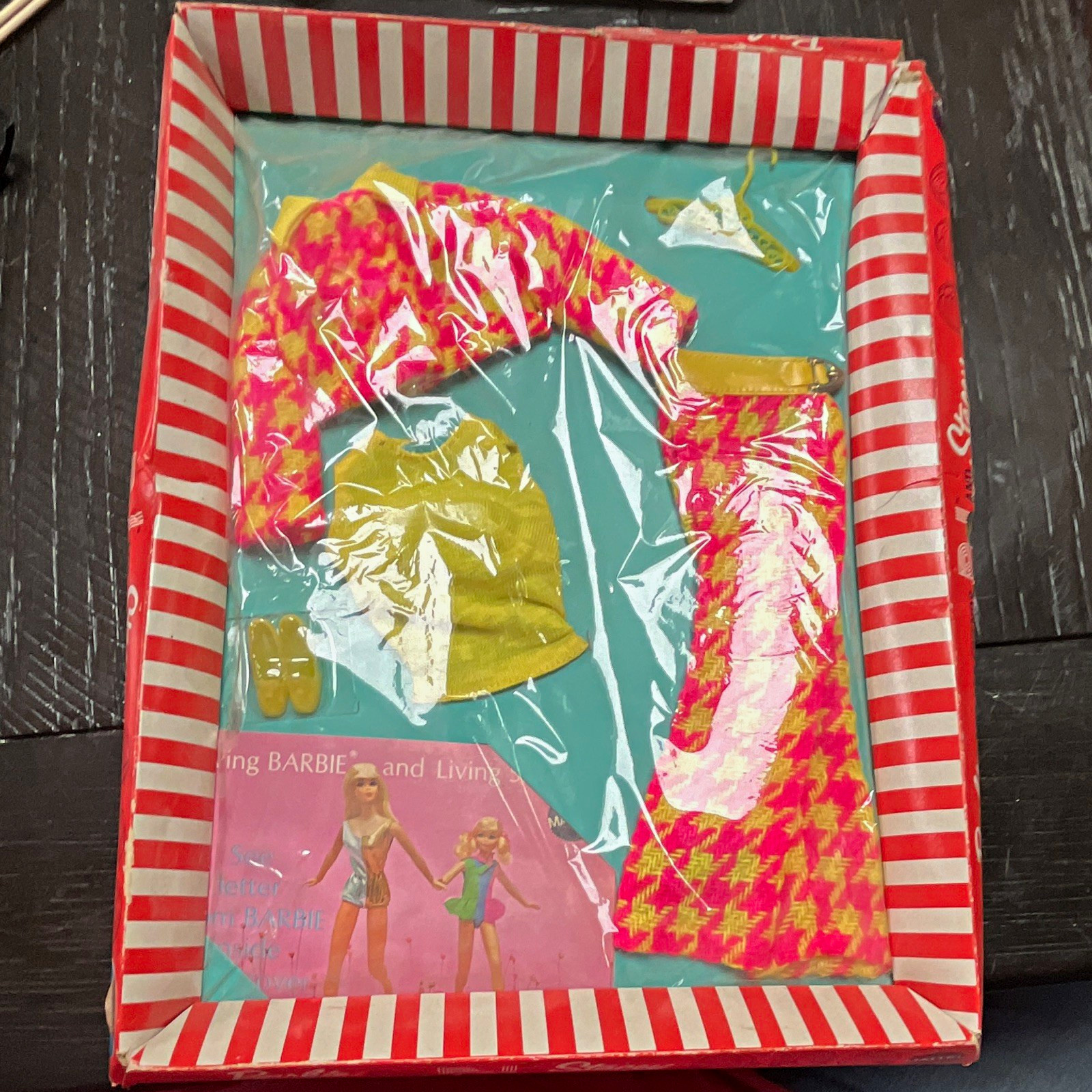Barbie Living Barbie Vintage Outfit: Pink/Yellow Dress Coat Jacket Shoes 11in