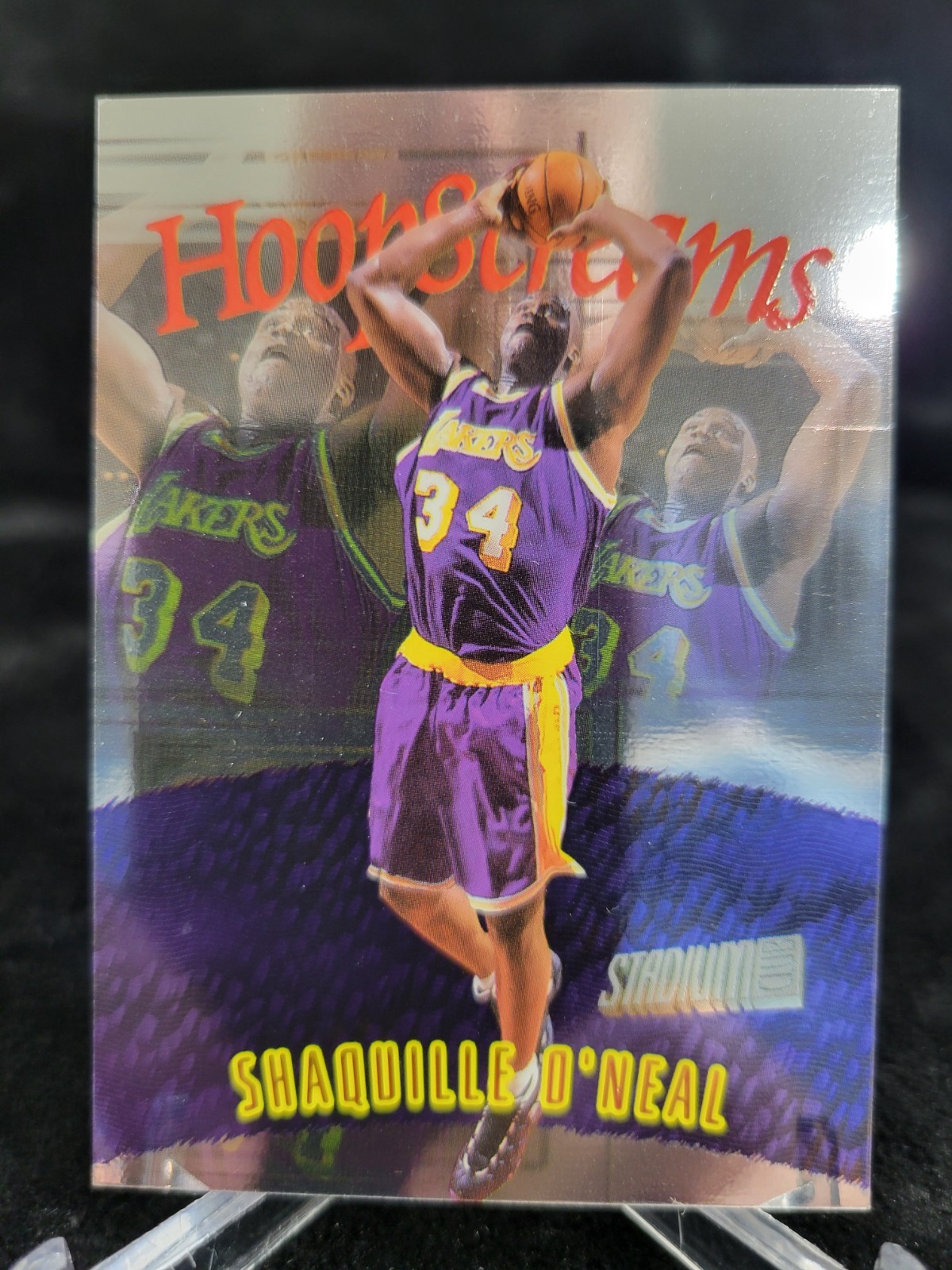 1997-98 Topps Stadium Club Hoop Screams #HS1 Shaquille O'Neal Foil Insert 1997-98 Topps Stadium Club Hoop Screams #HS1 Shaquille O'Neal Foil Insert