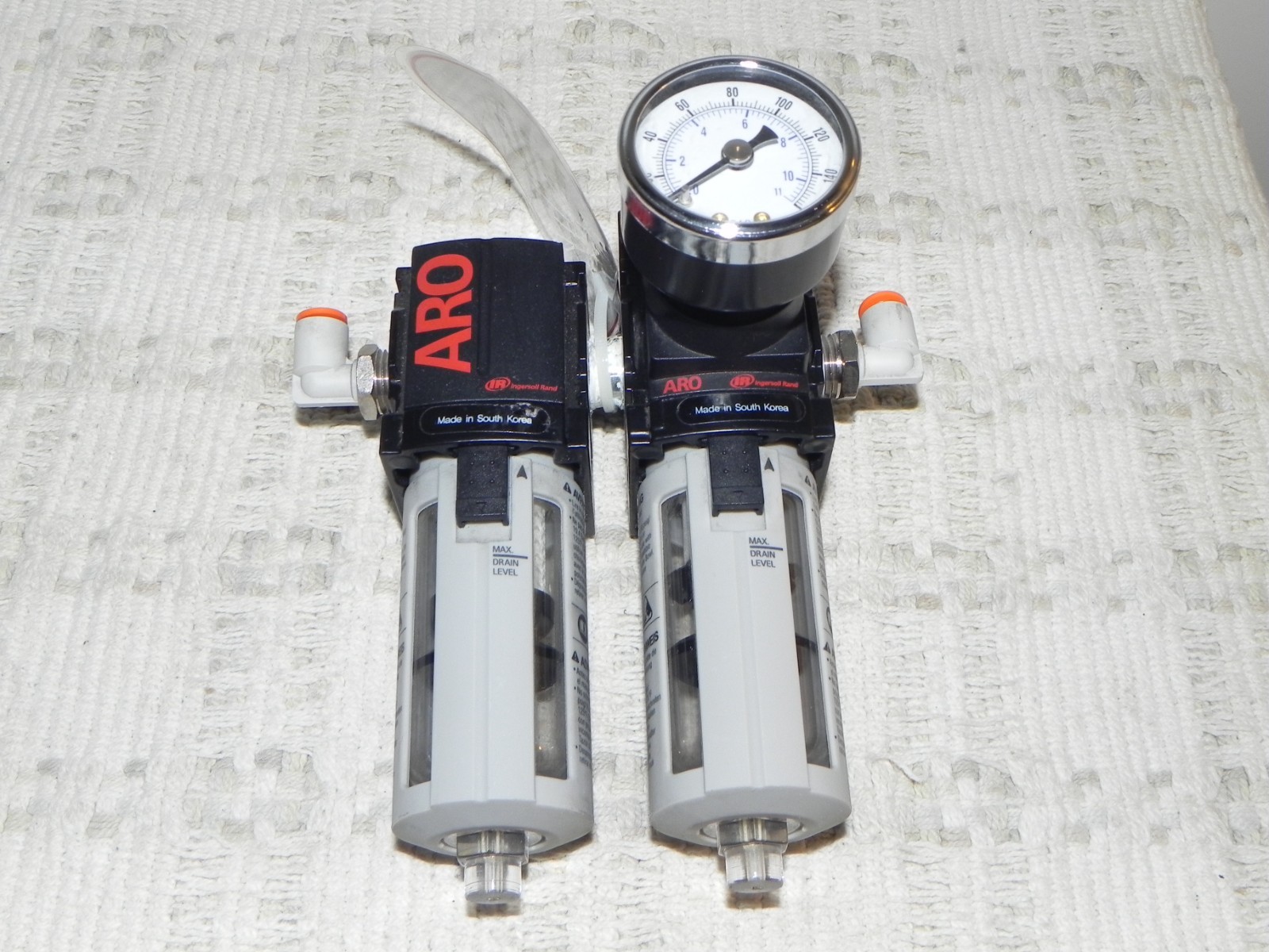 ARO Ingersoll Rand 2-Piece FRL Combo CQA491-1 & CQA491-2 with Gauge NEW 1/4\