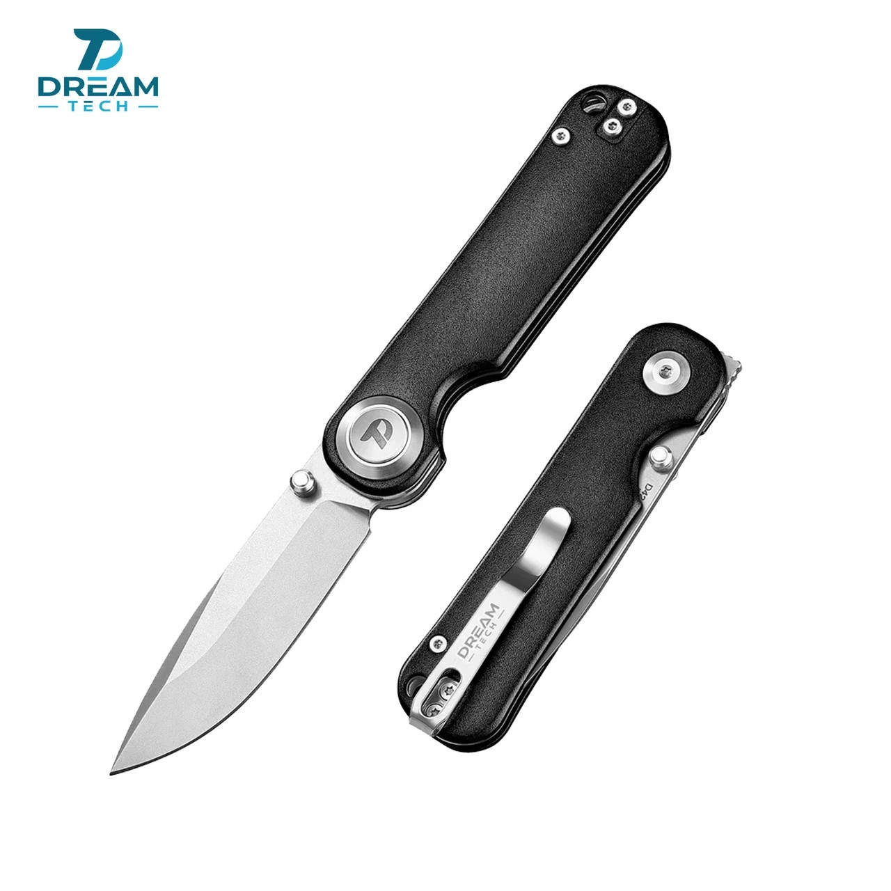 DREAMTECH Folding Knife Aluminum Handle Button lock system D2 Knife