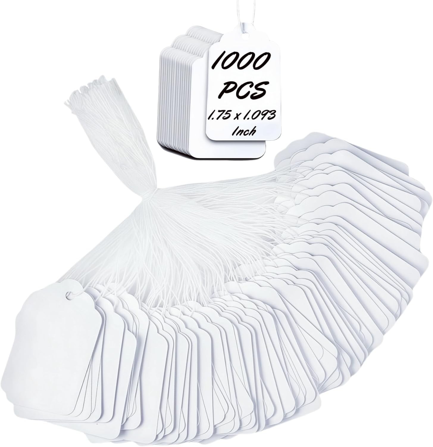 1000 Garage Sale Price Tags Size #5 White Merchandise Hang String Strung Garment 1000 Garage Sale Price Tags Size #5 White Merchandise Hang String Strung Garment