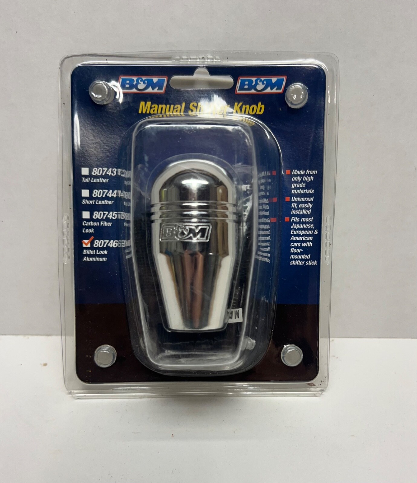 New B&M Manual Gear Shifter Knob Chrome 80746 Billet Look Aluminum Auto Racing