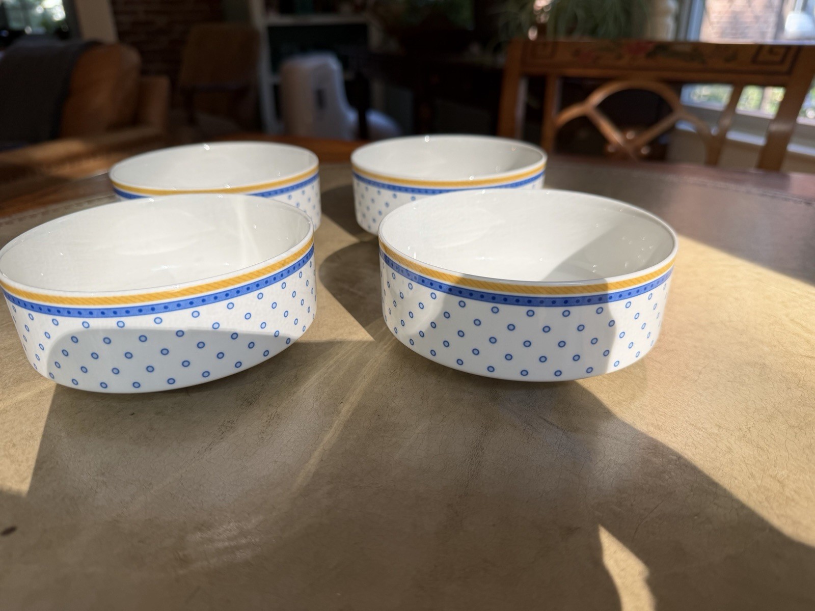 4 VILLEROY & BOCH PERPIGNAN Blue NEW Dessert/Ice Cream Bowls 4 VILLEROY & BOCH PERPIGNAN Blue NEW Dessert/Ice Cream Bowls