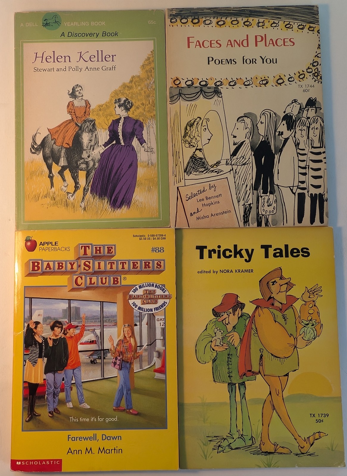 Vintage Children’s Paperback Book Lot 4 Helen Keller Scholastic BSC Poems Tales
