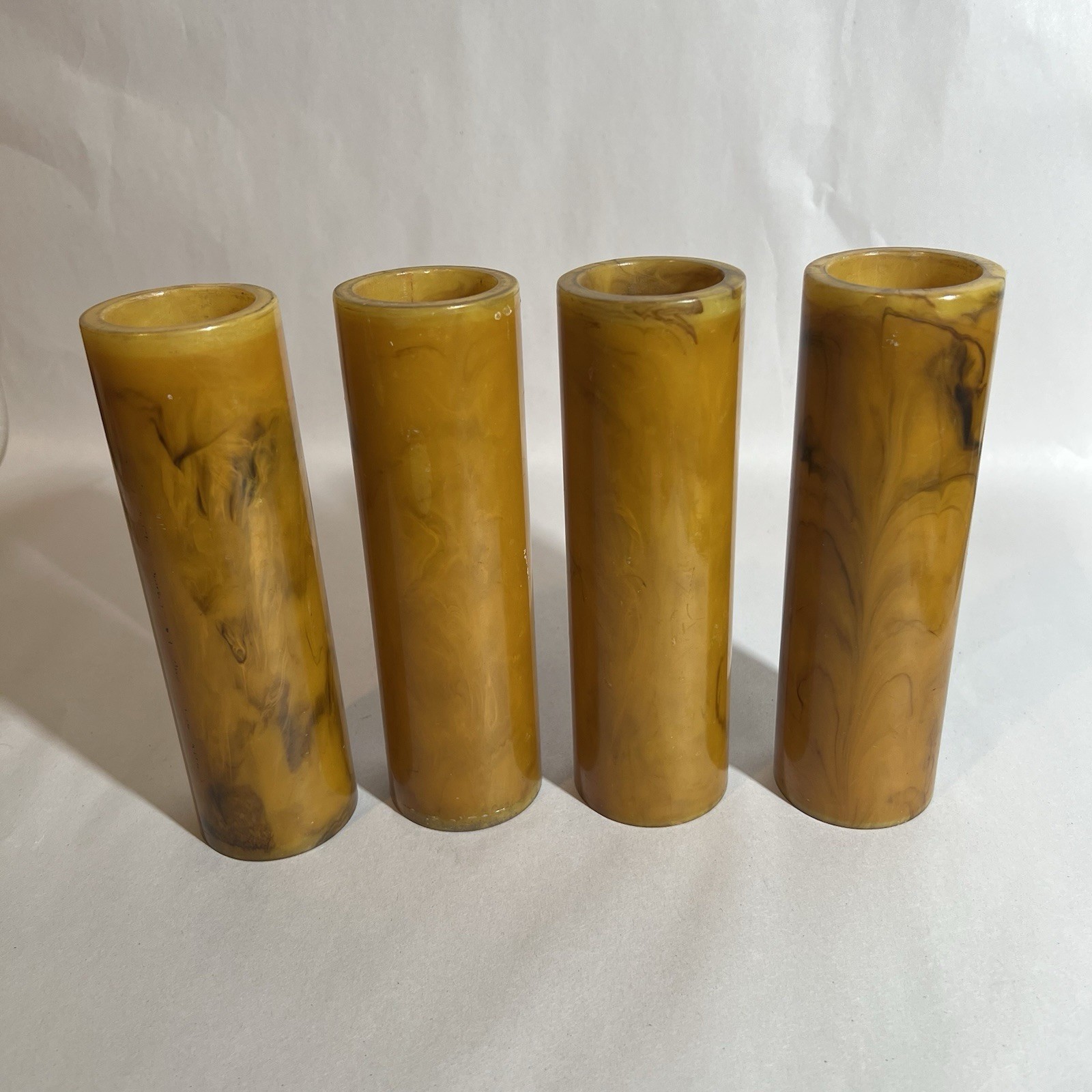 LOT OF 4 VTG BUTTERSCOTCH & BROWN SWIRL BAKELITE CATALIN RODS / TUBES 781 GRAMS LOT OF 4 VTG BUTTERSCOTCH & BROWN SWIRL BAKELITE CATALIN RODS / TUBES 781 GRAMS