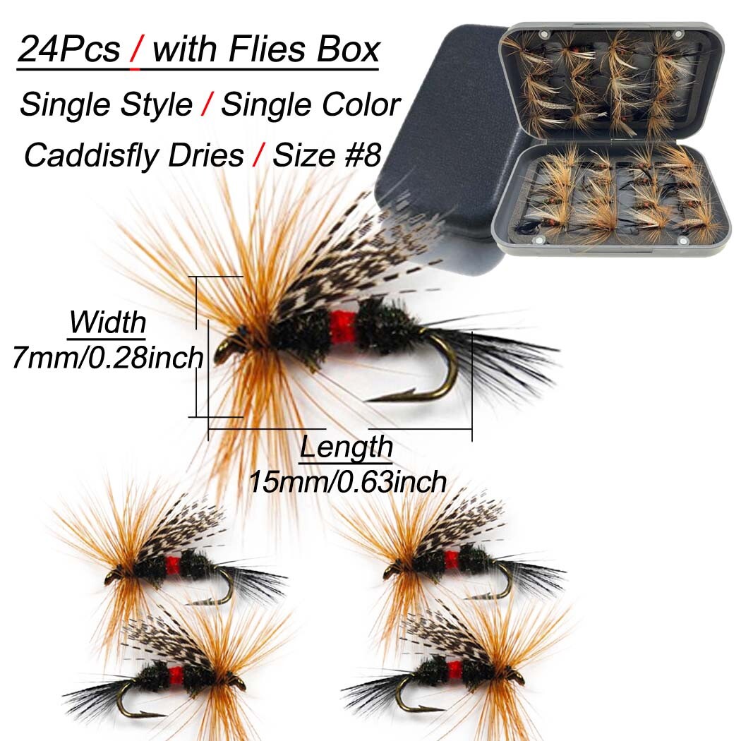 24-100Pcs/Box Fly Fishing Artificial Fly Bait Lures with Dry/Wet Flies For Trout 24-100Pcs/Box Fly Fishing Artificial Fly Bait Lures with Dry/Wet Flies For Trout