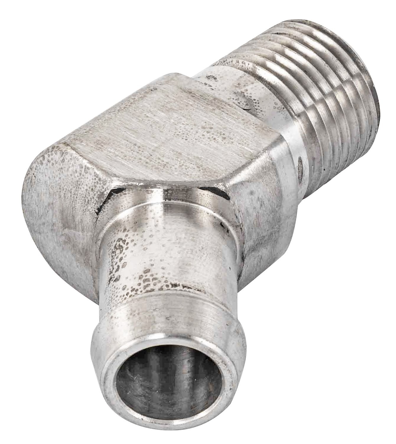 JEGS Stainless Steel Heater Hose Fitting, 45-Degree [5/8 in. Hose Barb x 1 3/4