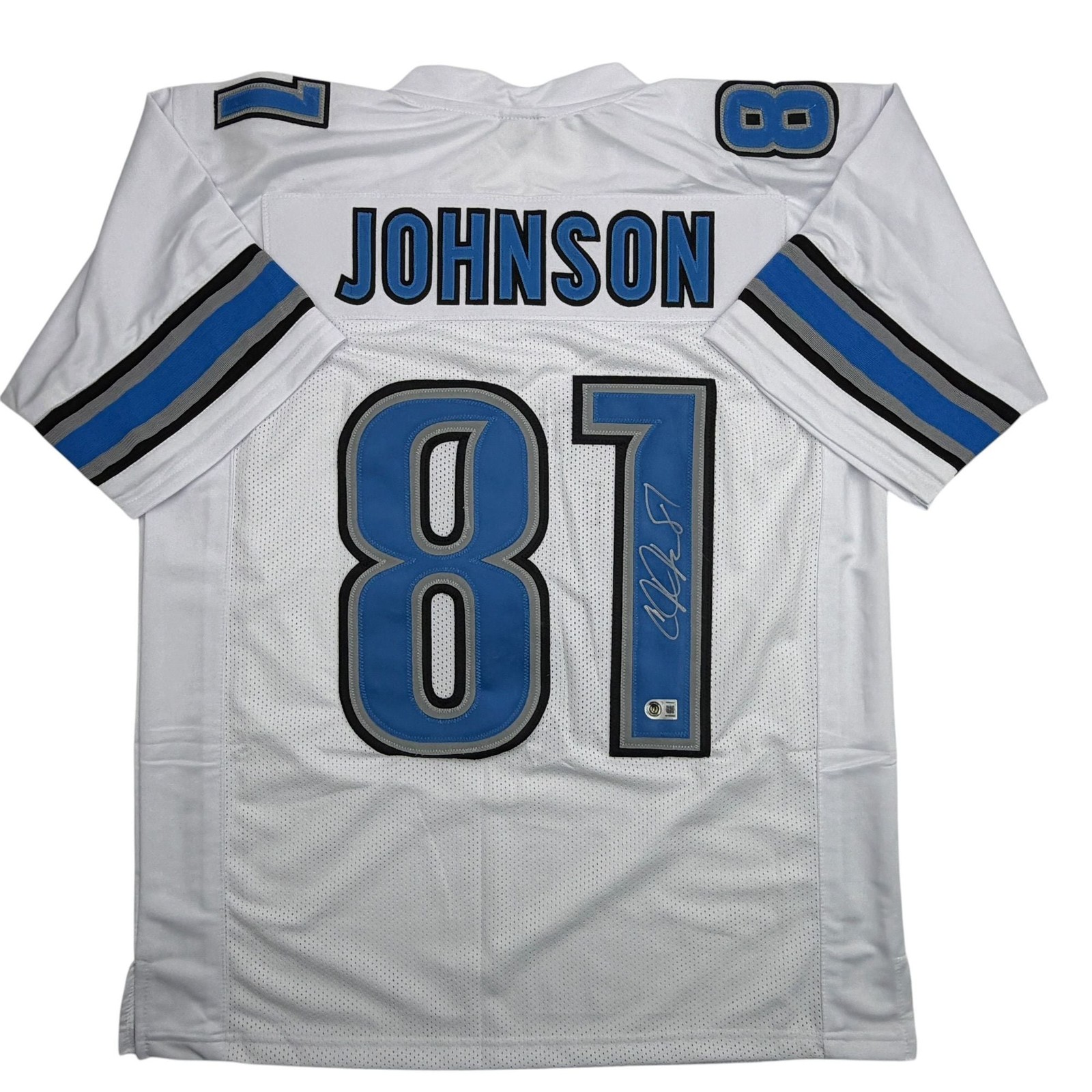 Autographed/Signed Calvin Johnson Detroit White Football Jersey JSA COA #2 Autographed/Signed Calvin Johnson Detroit White Football Jersey JSA COA #2