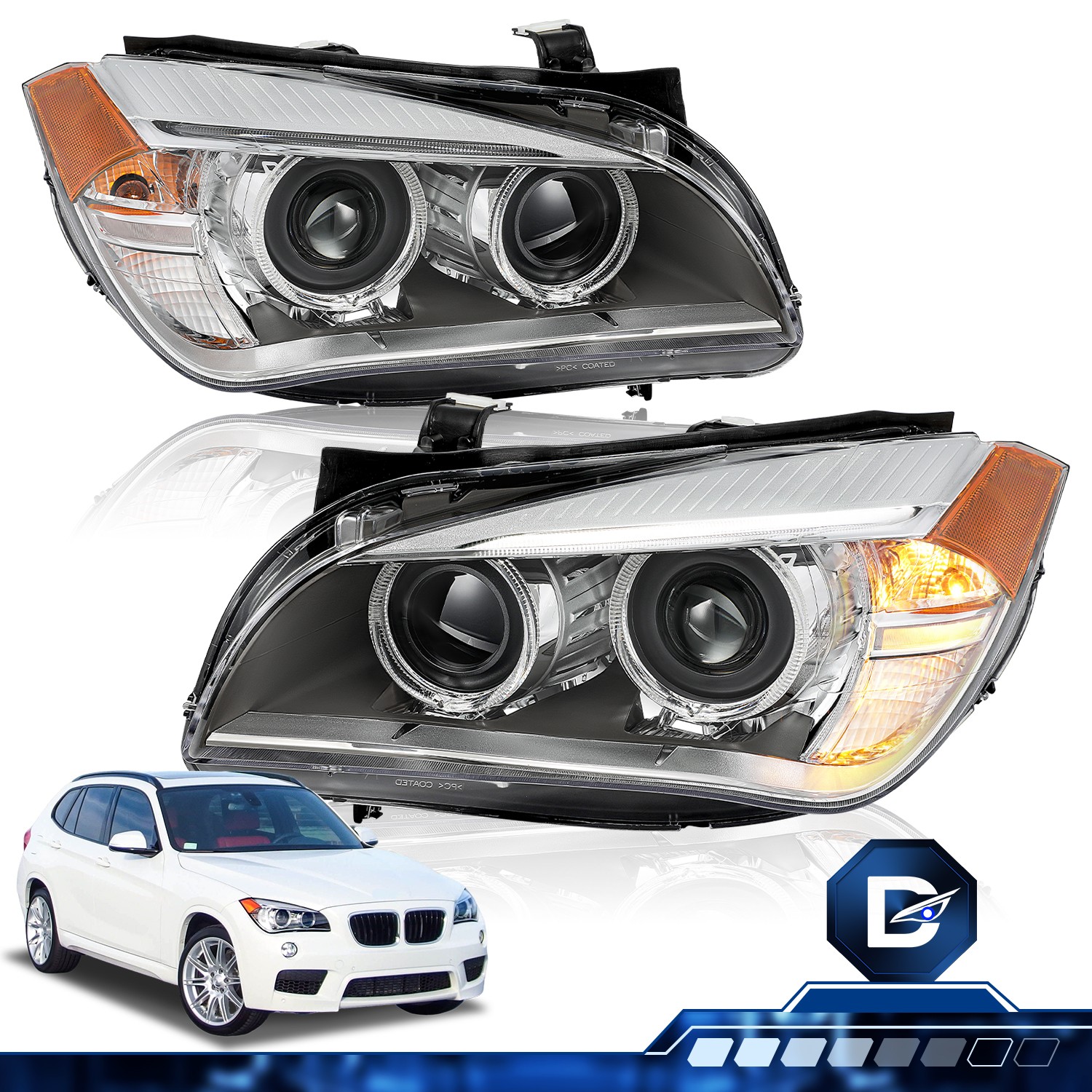 For 2013 2014 2015 BMW X1 E84 Xenon Headlight LED DRL Headlamps LH+RH w/o AFS