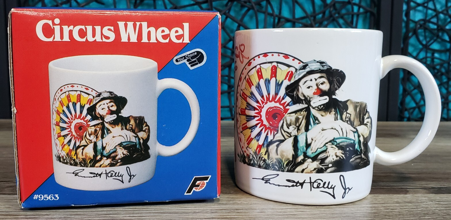 VTG 1987 Emmett Kelly Jr Sad Clown SIGNED AUTOGRAPHED 1990 Coffee Cup Mug in Box VTG 1987 Emmett Kelly Jr Sad Clown SIGNED AUTOGRAPHED 1990 Coffee Cup Mug in Box