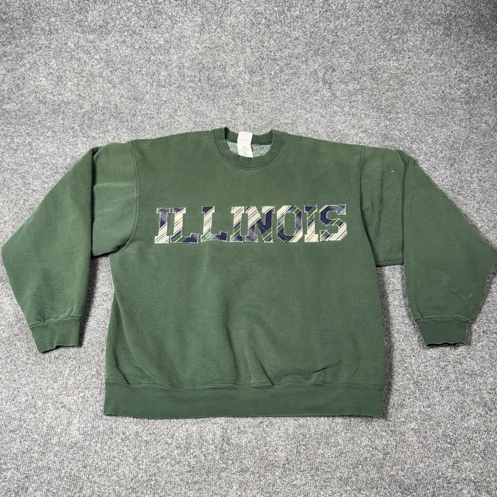 Vintage Illinois Sweatshirt Mens XL Green NCAA College Fruit Of Loom Plaid
