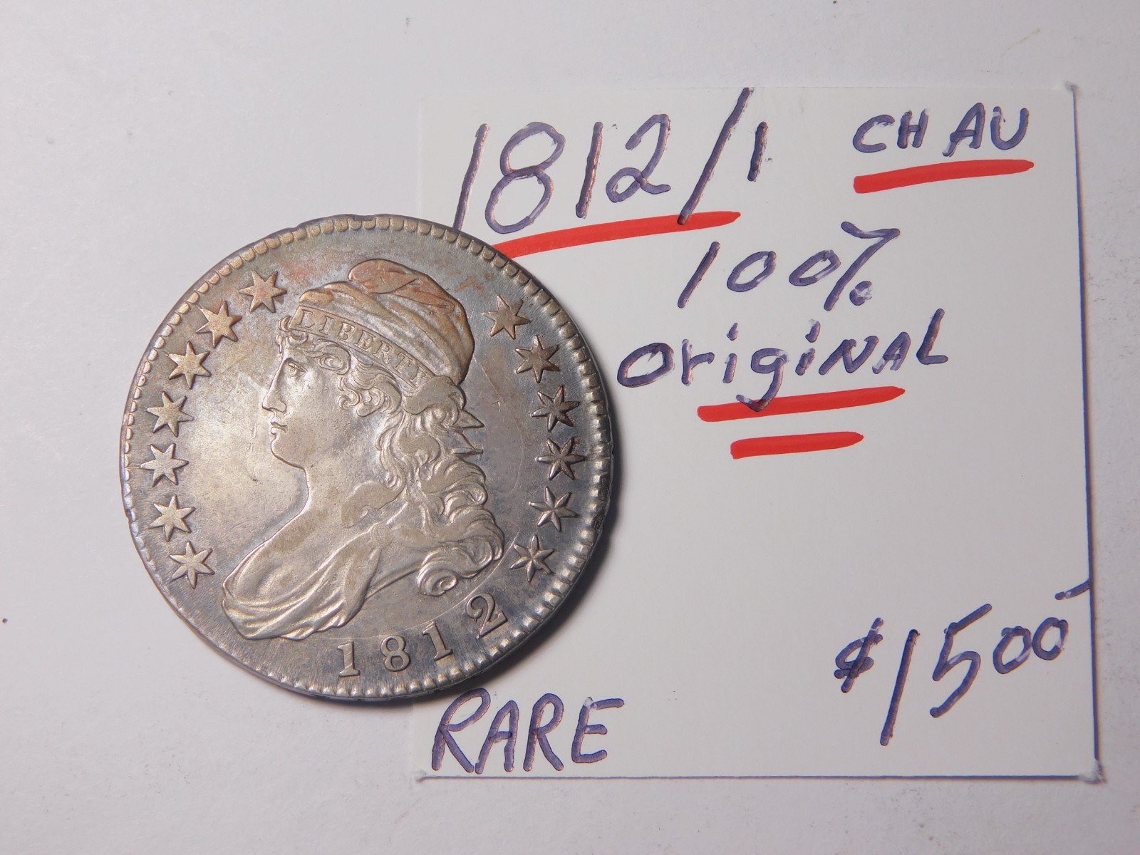 VERY SCARCE CH AU 1812 / 1 BUST HALF SELDOM SEEN - 100% ORIGINAL MAKE AN OFFER✨